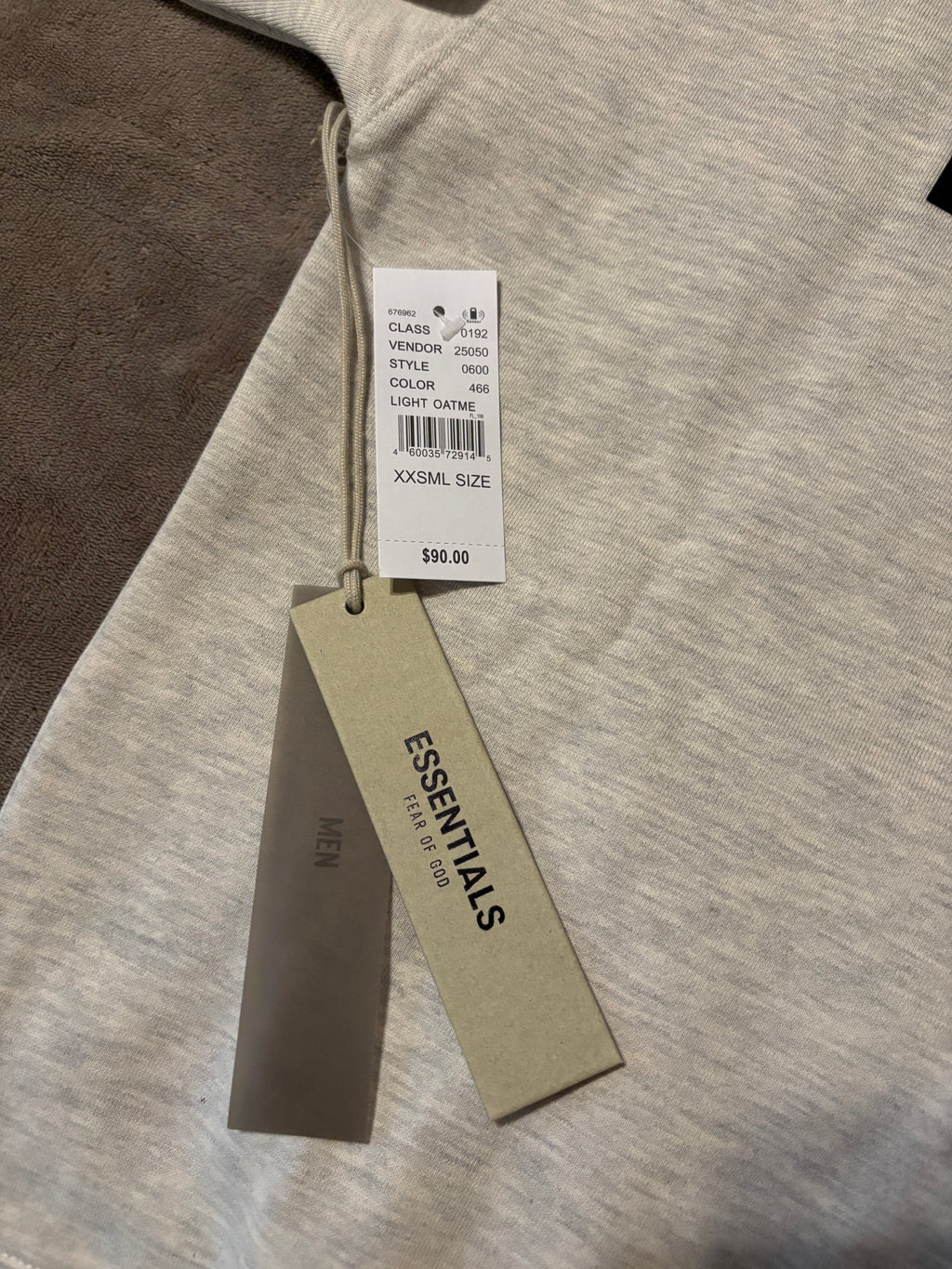 NEW Fear of God Essentials Light Oatmeal Hoodie Size XXS 100% Authentic✅