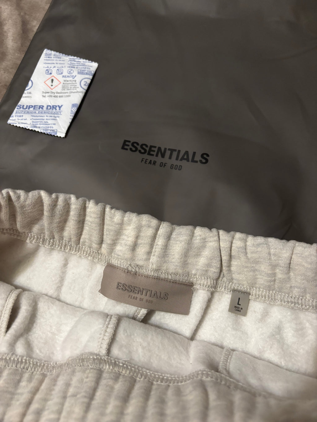 NEW Fear of God Essentials Light Oatmeal Relaxed Sweatpants Size XXS-XL