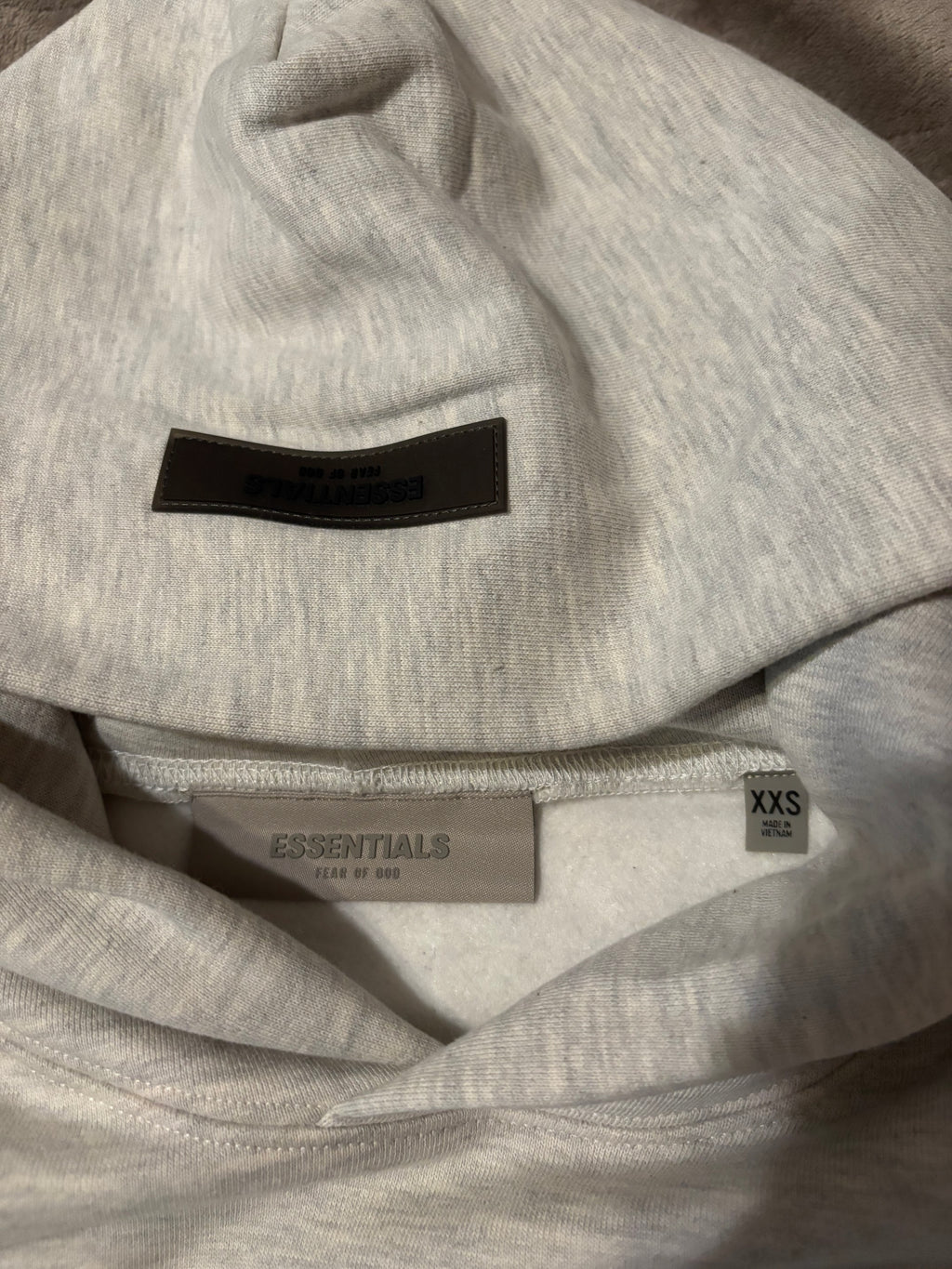 NEW Fear of God Essentials Light Oatmeal Hoodie Size XXS 100% Authentic✅