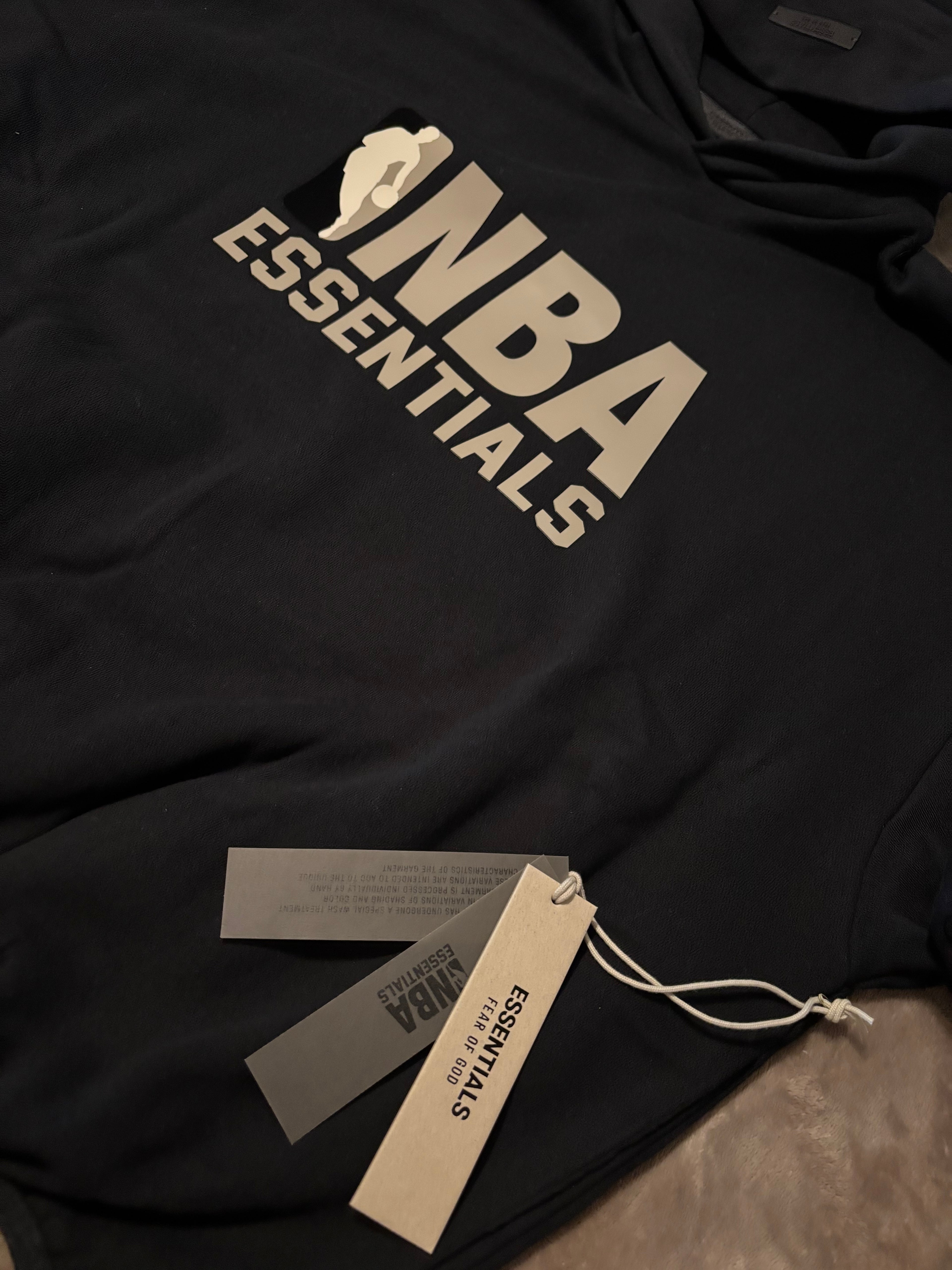 NEW NBA Fear of God Essentials Black Hoodie Size XS-S