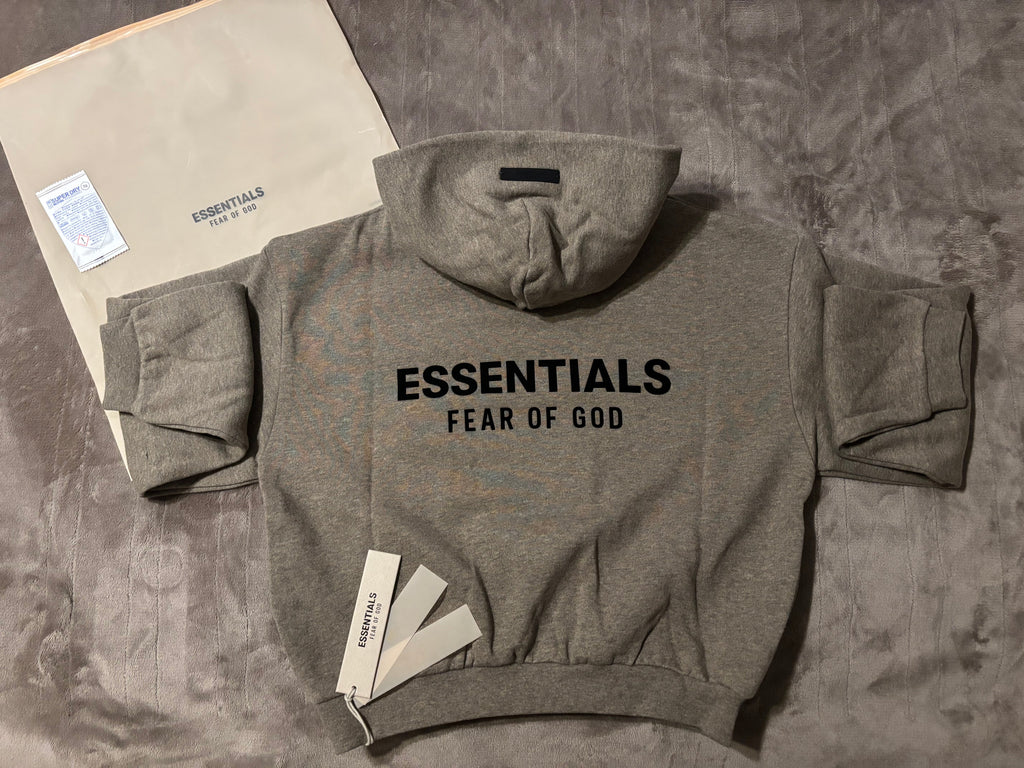 NEW Kids Fear of God Essentials Heather Grey Hoodie Size 6/7-10