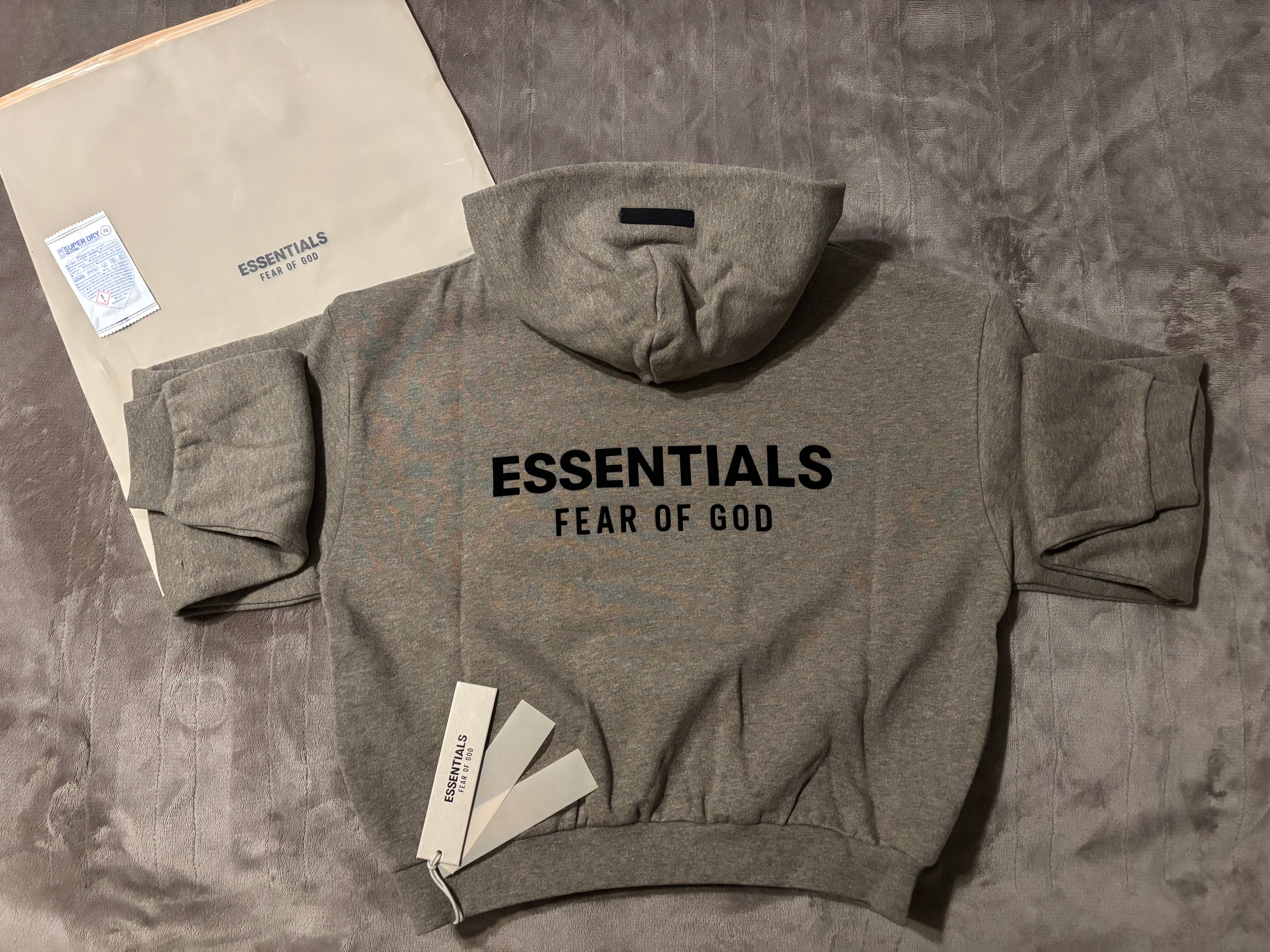 NEW Kids Fear of God Essentials Heather Grey Hoodie Size 6/7-10