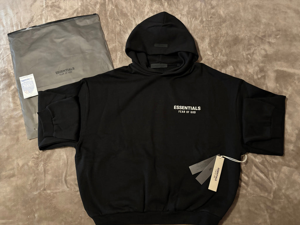 NEW Fear of God Essentials Black White Letters Hoodie Size XS-XL 100% Authentic✅ | 2024 Release