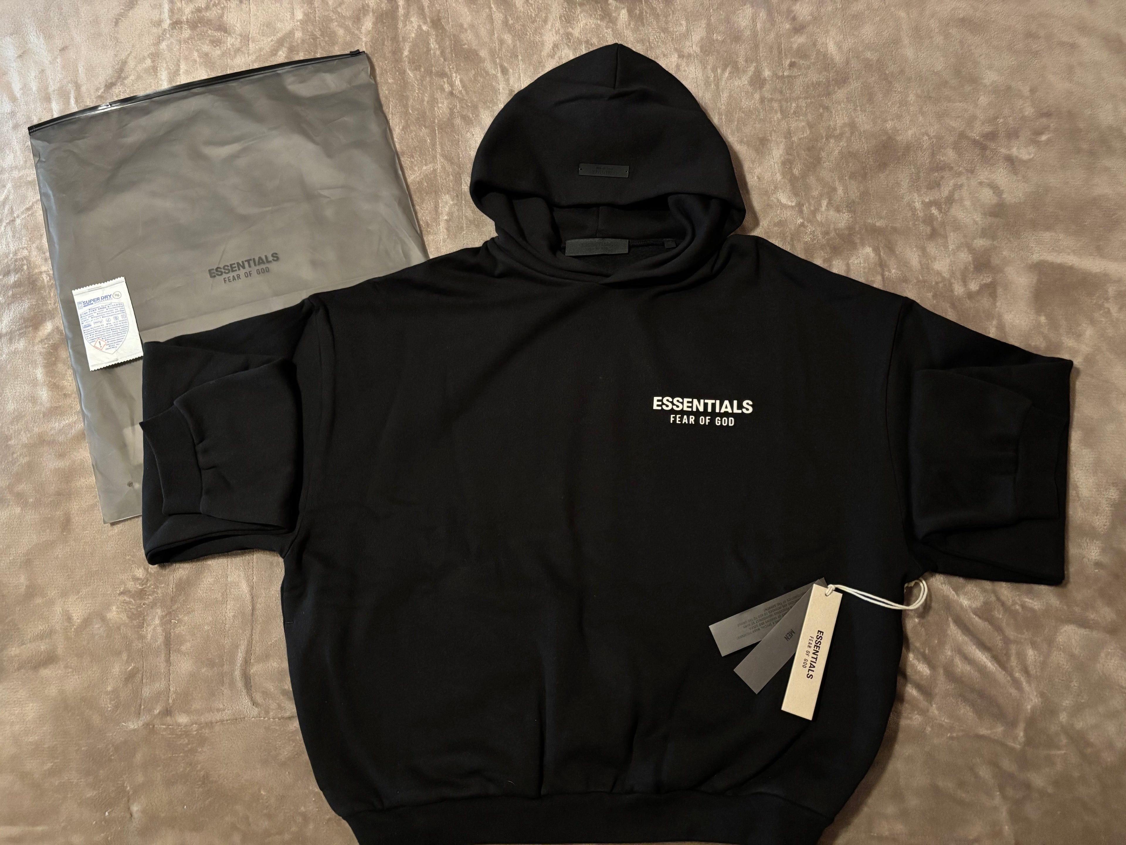 NEW Fear of God Essentials Black White Letters Hoodie Size XS-XL 100% Authentic✅ | 2024 Release