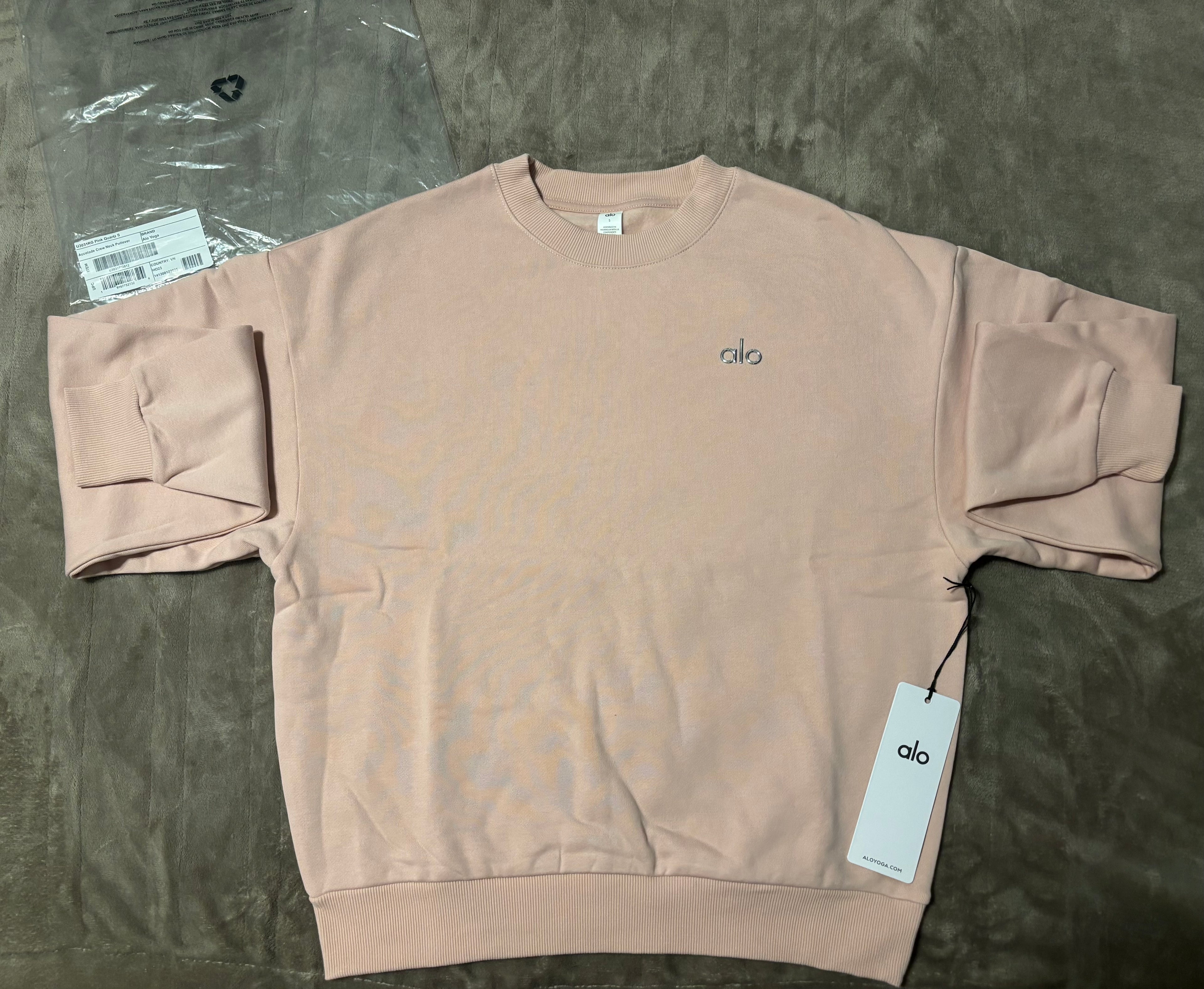 NEW Alo Yoga Pink Quartz Unisex Crewneck Size XS-L