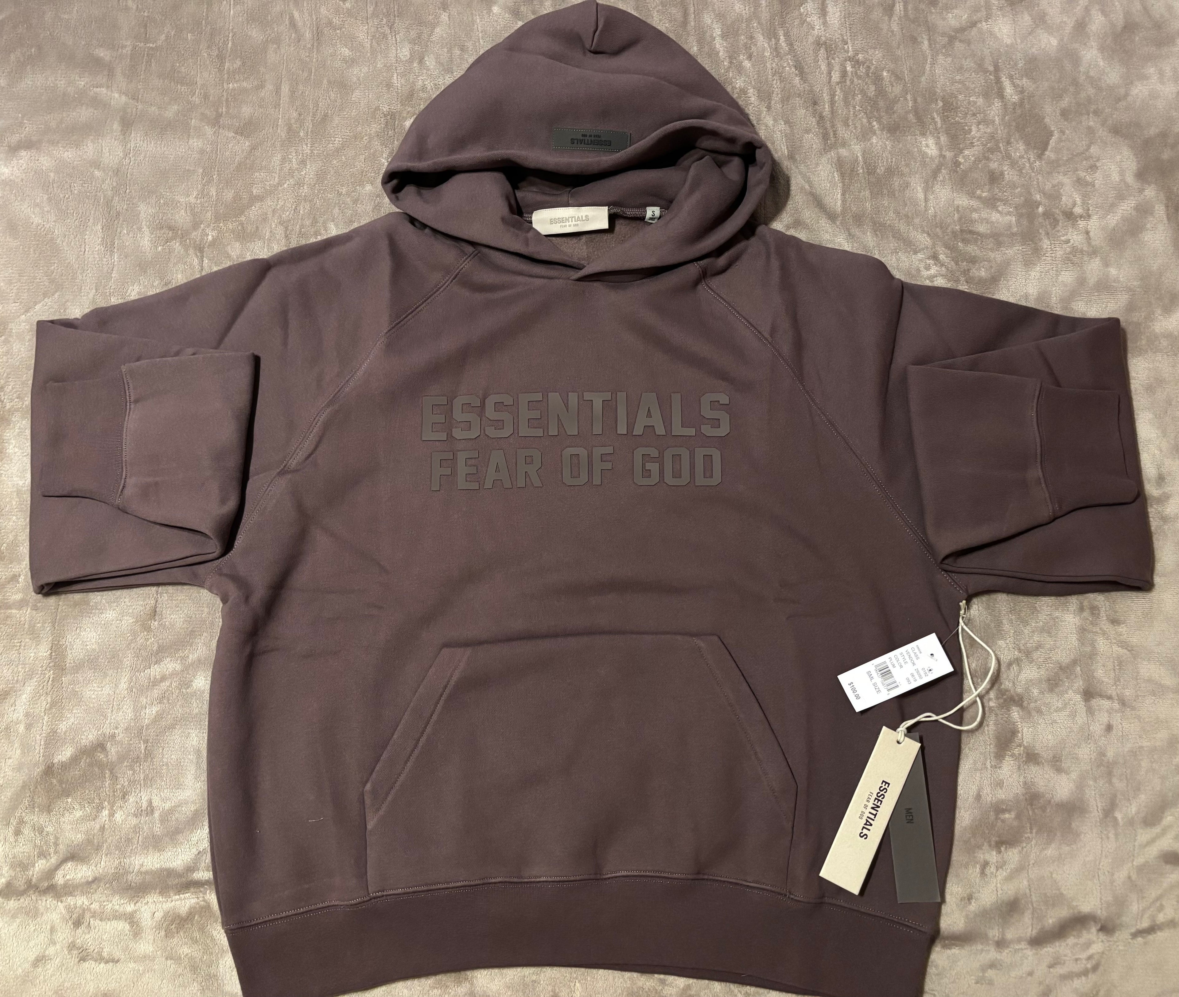 NEW Fear of God Essentials Plum Hoodie Size XS-M