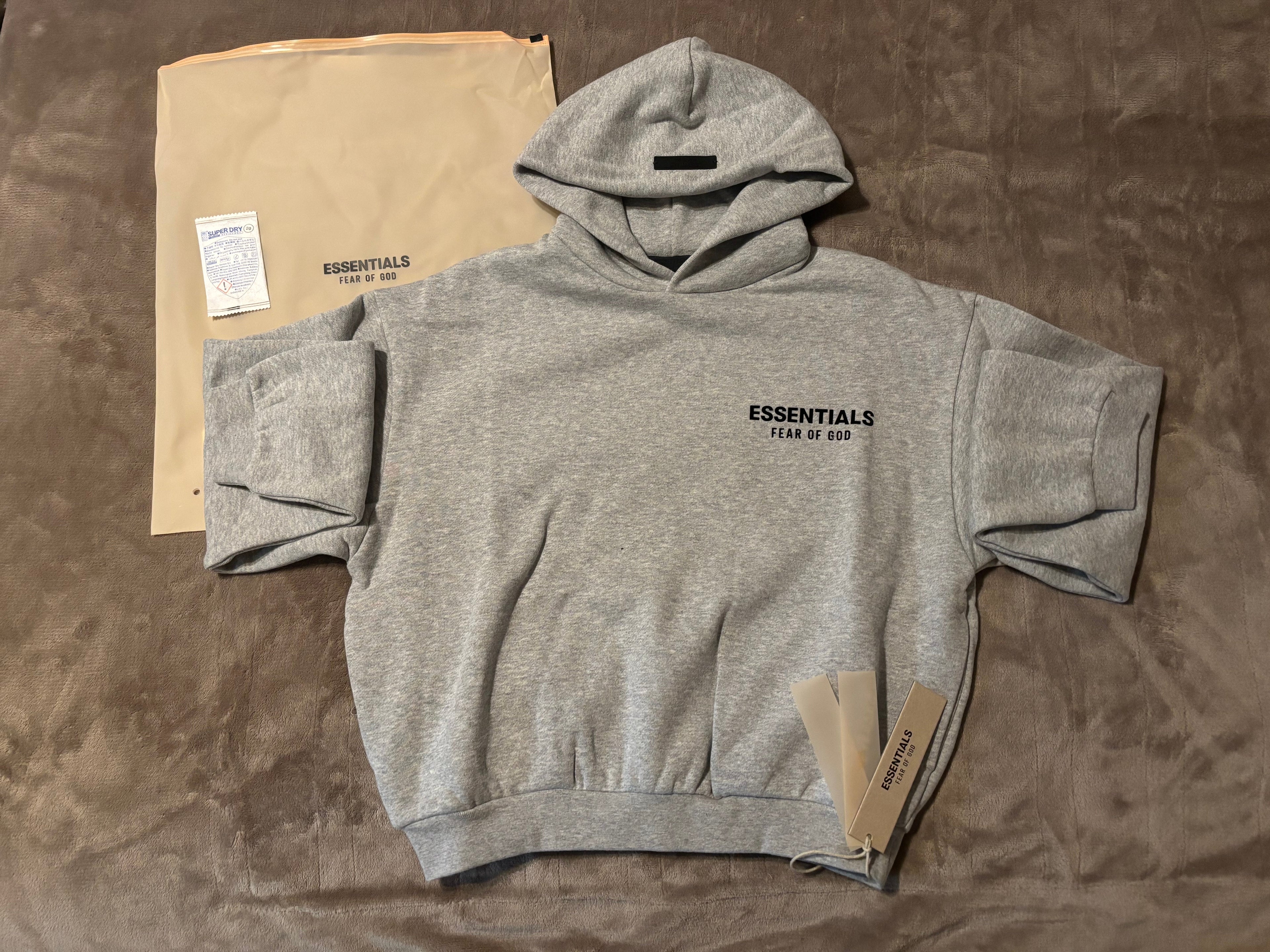NEW Kids Fear of God Essentials Light Heather Hoodie Size 8-10