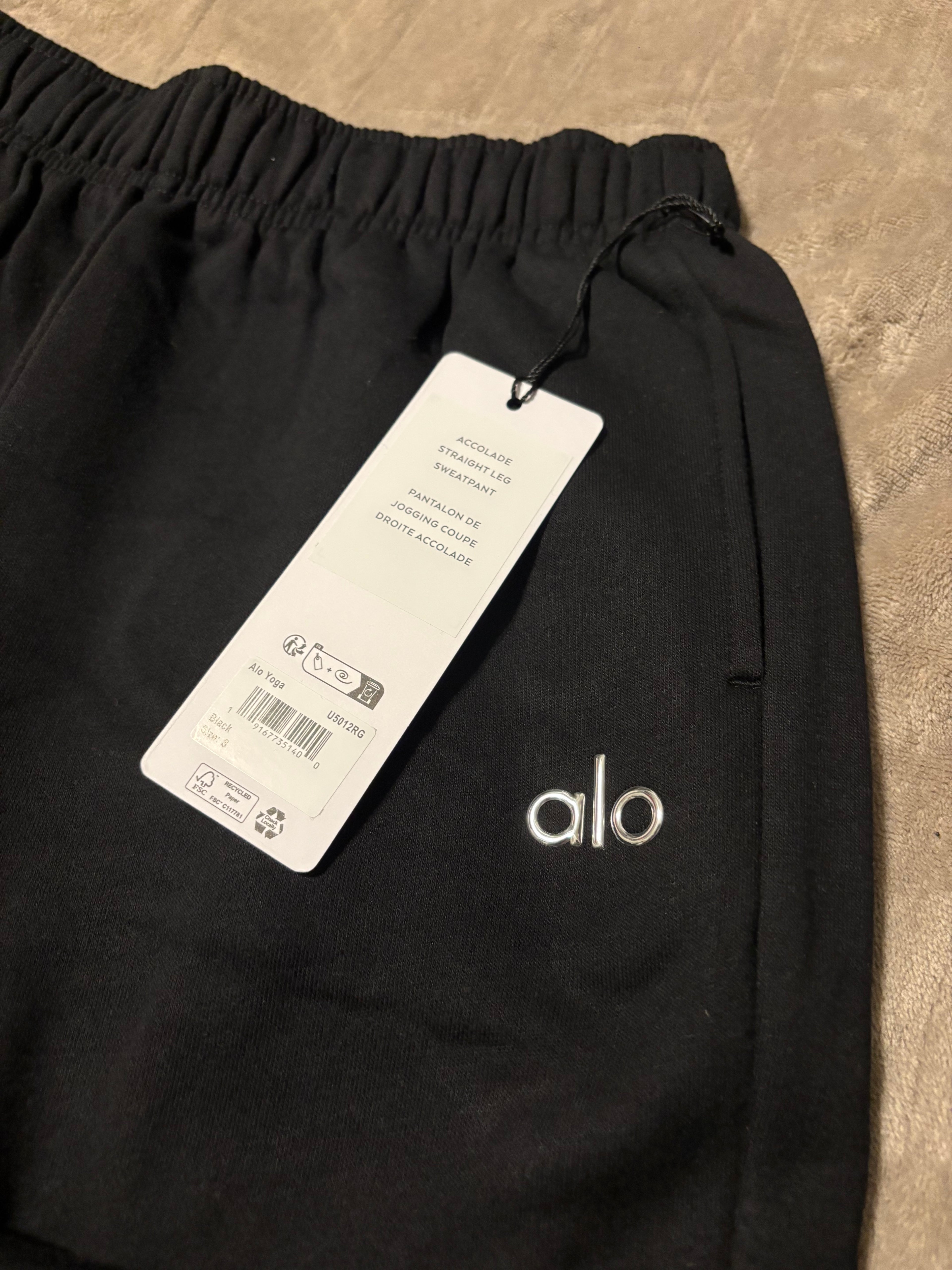 NEW Alo Yoga Black Unisex Relaxed Sweatpants Size S-L