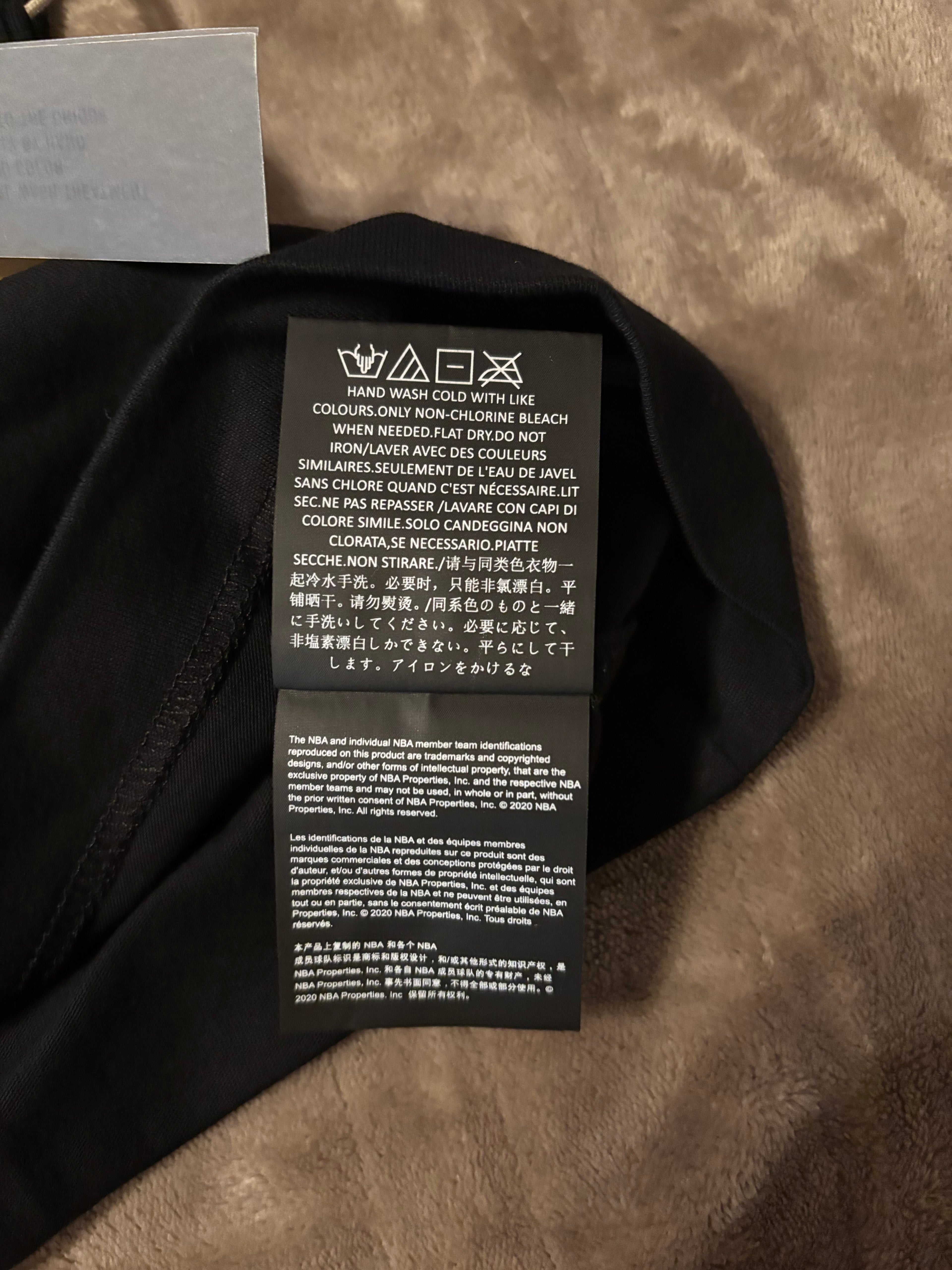 NEW NBA Fear of God Essentials Black T-Shirt Size S-M