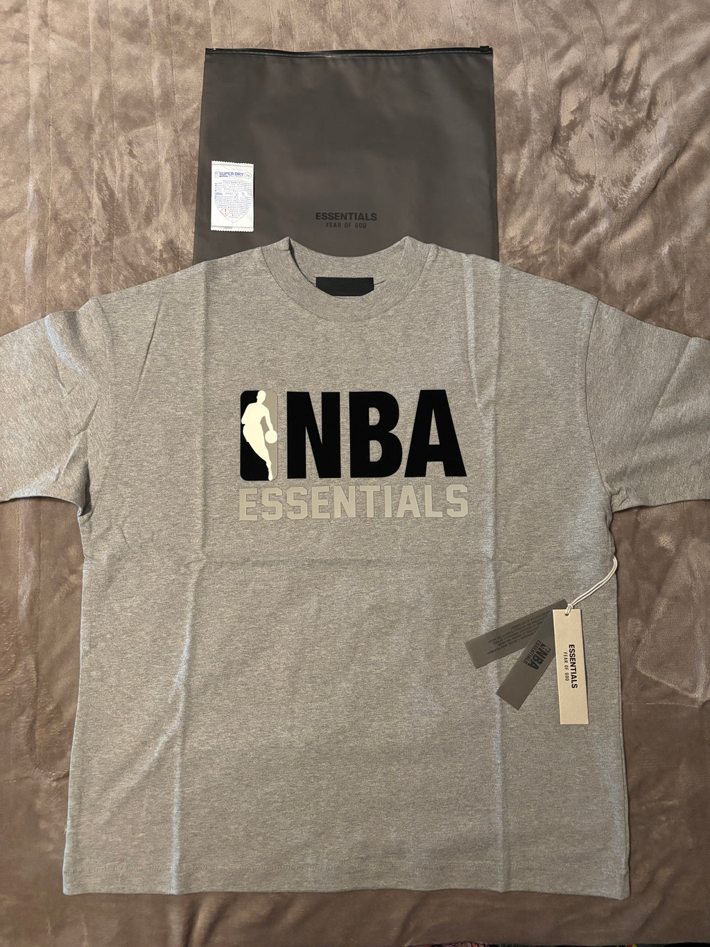 NEW NBA Fear of God Essentials Warm Heather T-Shirt Size S-M