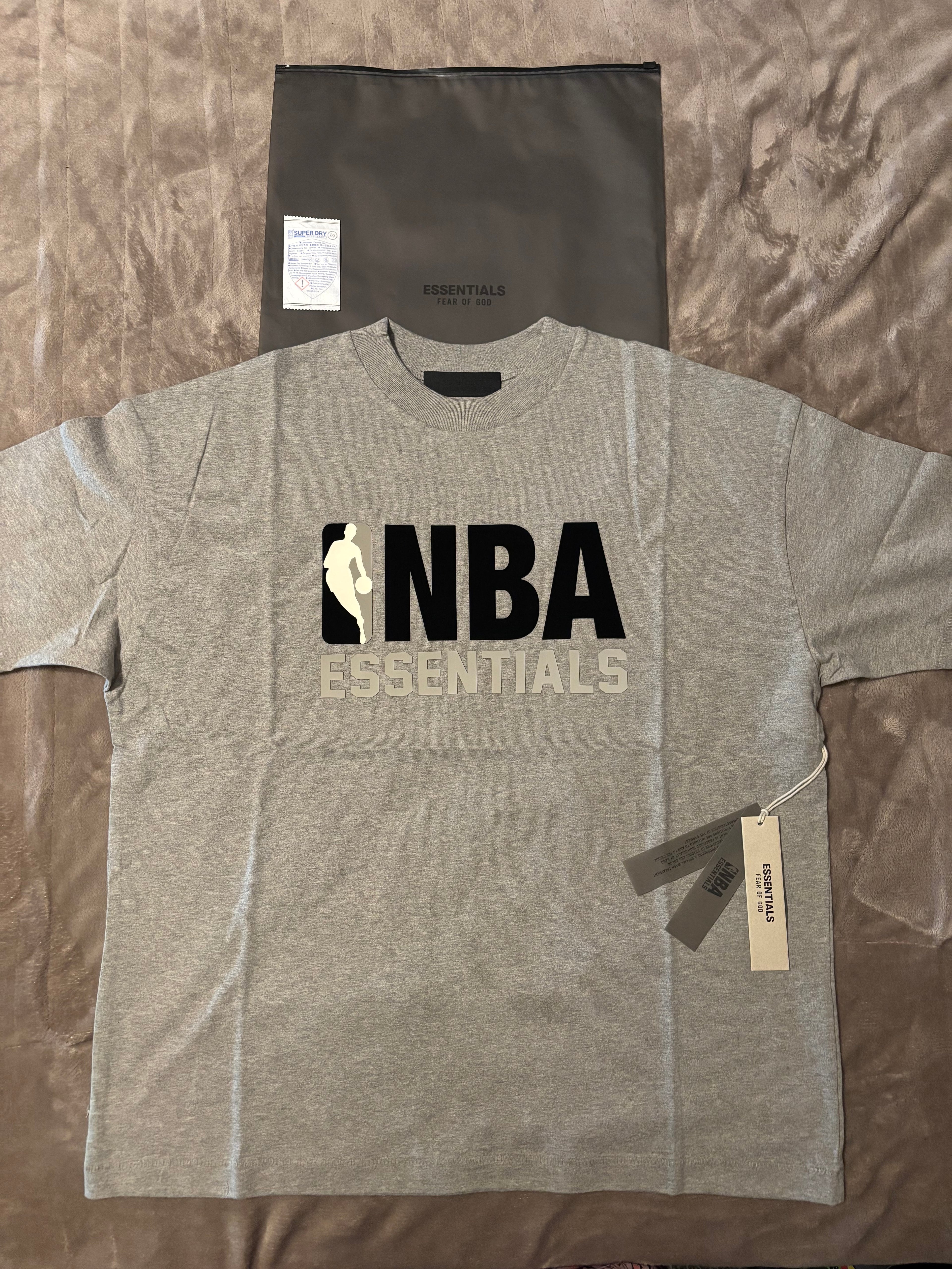 NEW NBA Fear of God Essentials Warm Heather T-Shirt Size S-M
