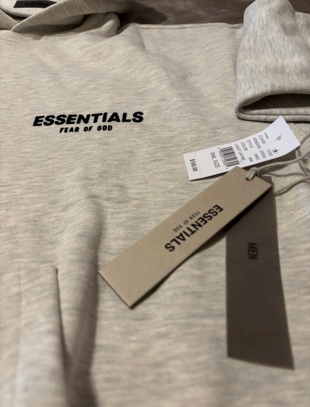 NEW Fear of God Essentials Light Oatmeal Hoodie Size Small 100% Authentic✅