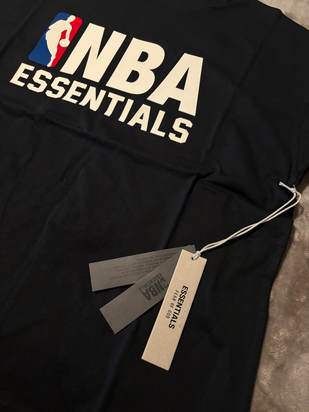 NEW NBA Fear of God Essentials Black T-Shirt Size S-M