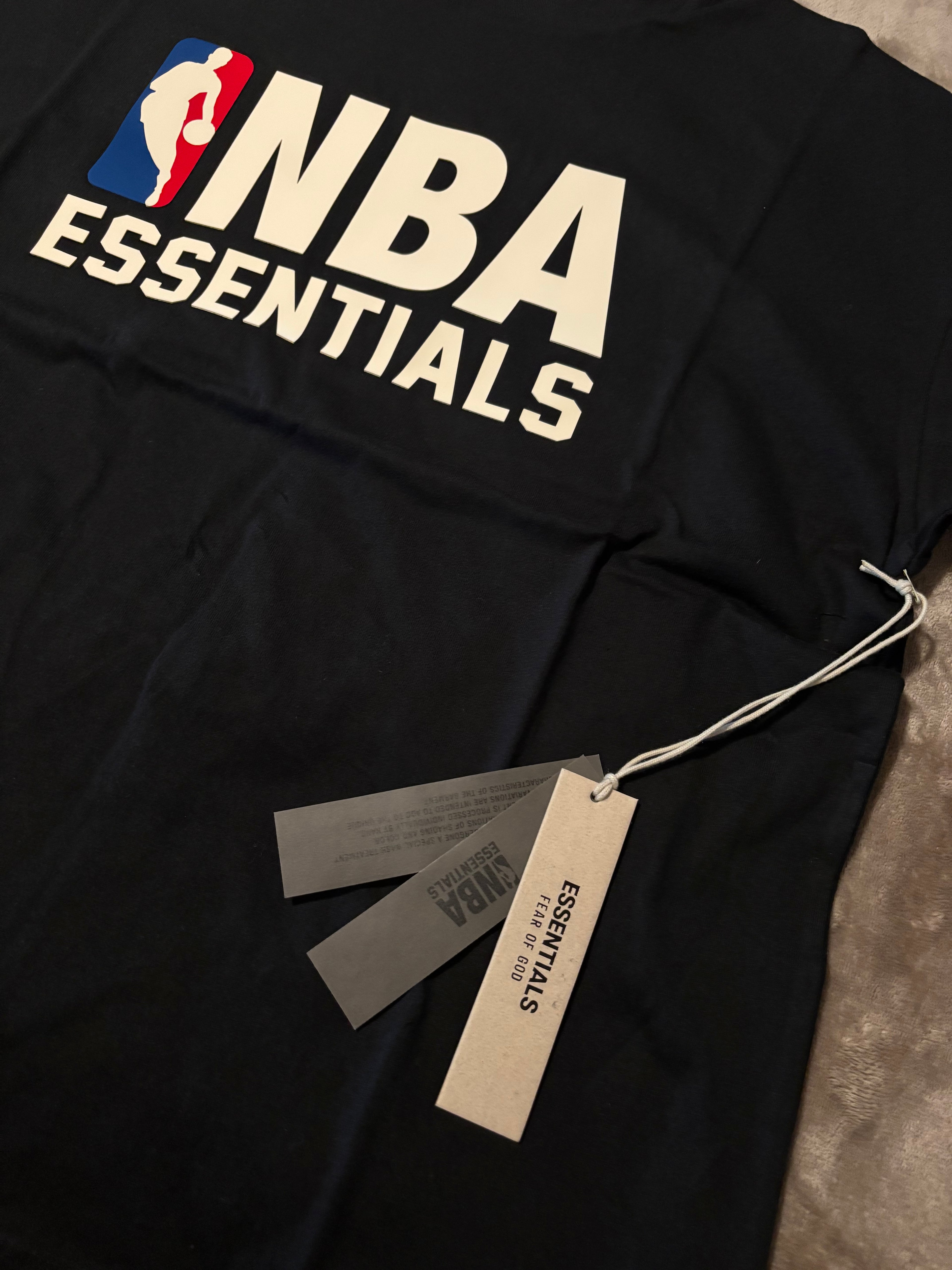 NEW NBA Fear of God Essentials Black T-Shirt Size S-M