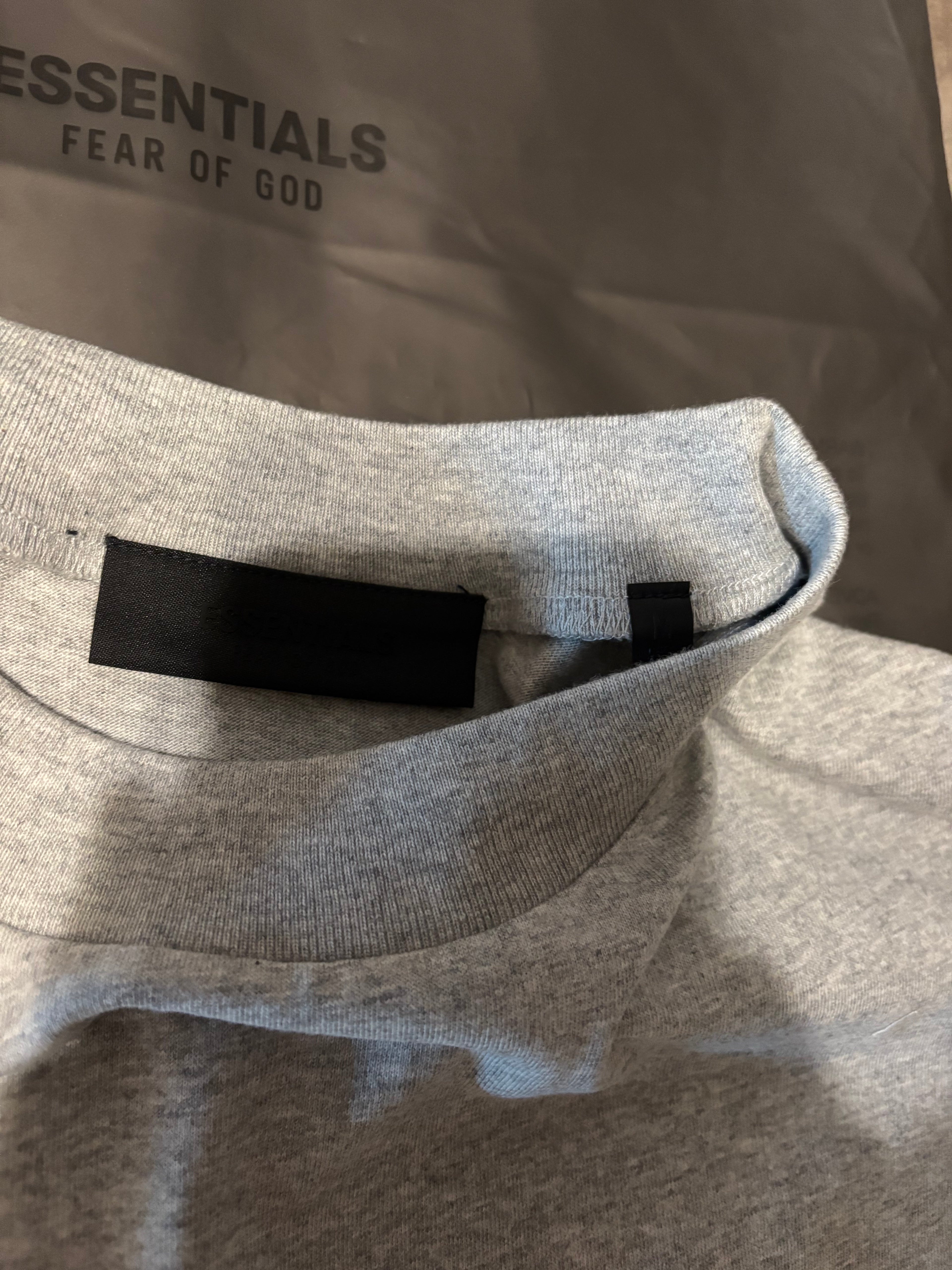 NEW Fear of God Essentials Light Heather Grey T-Shirt Size S-M
