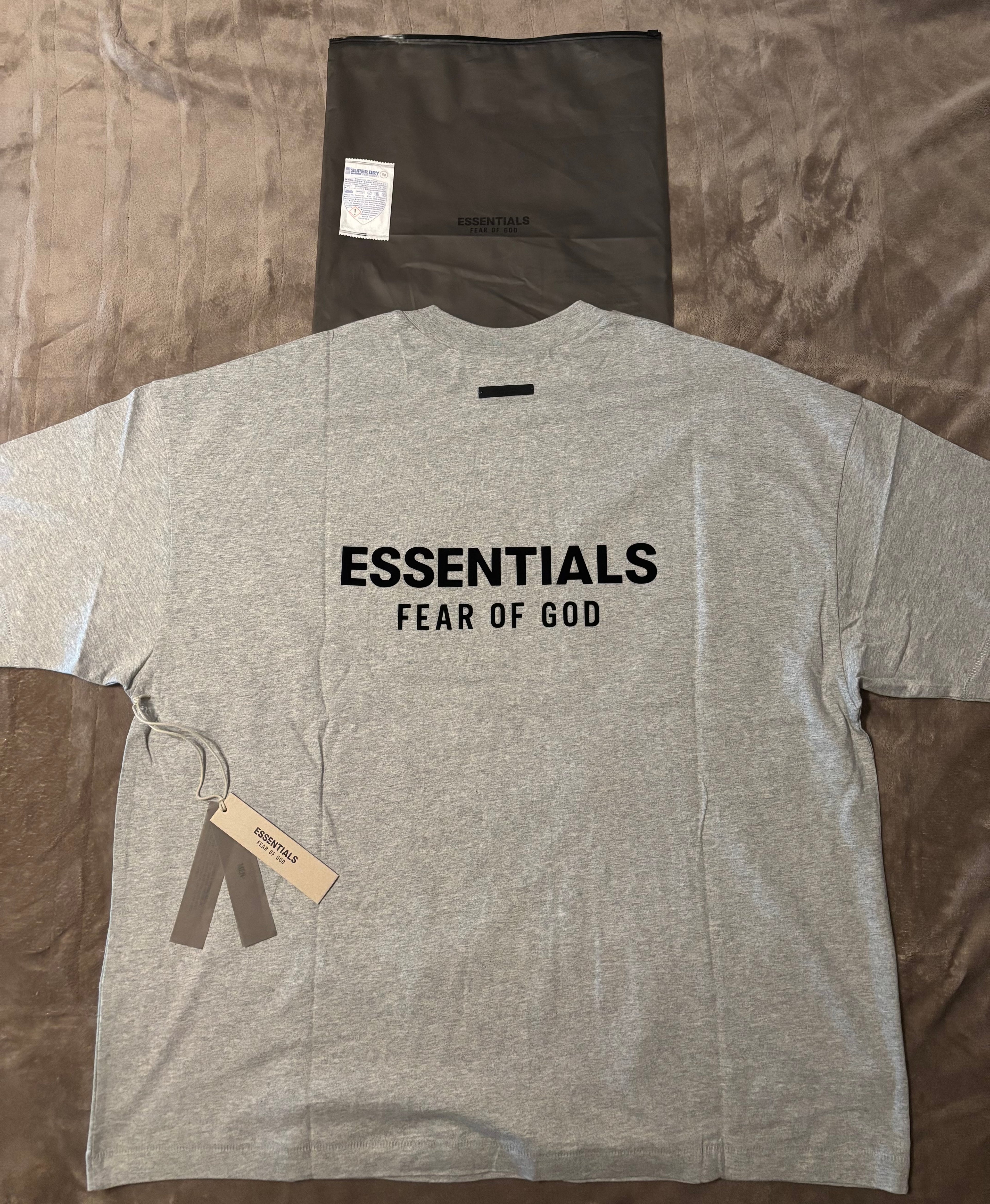 NEW Fear of God Essentials Light Heather Grey T-Shirt Size S-M