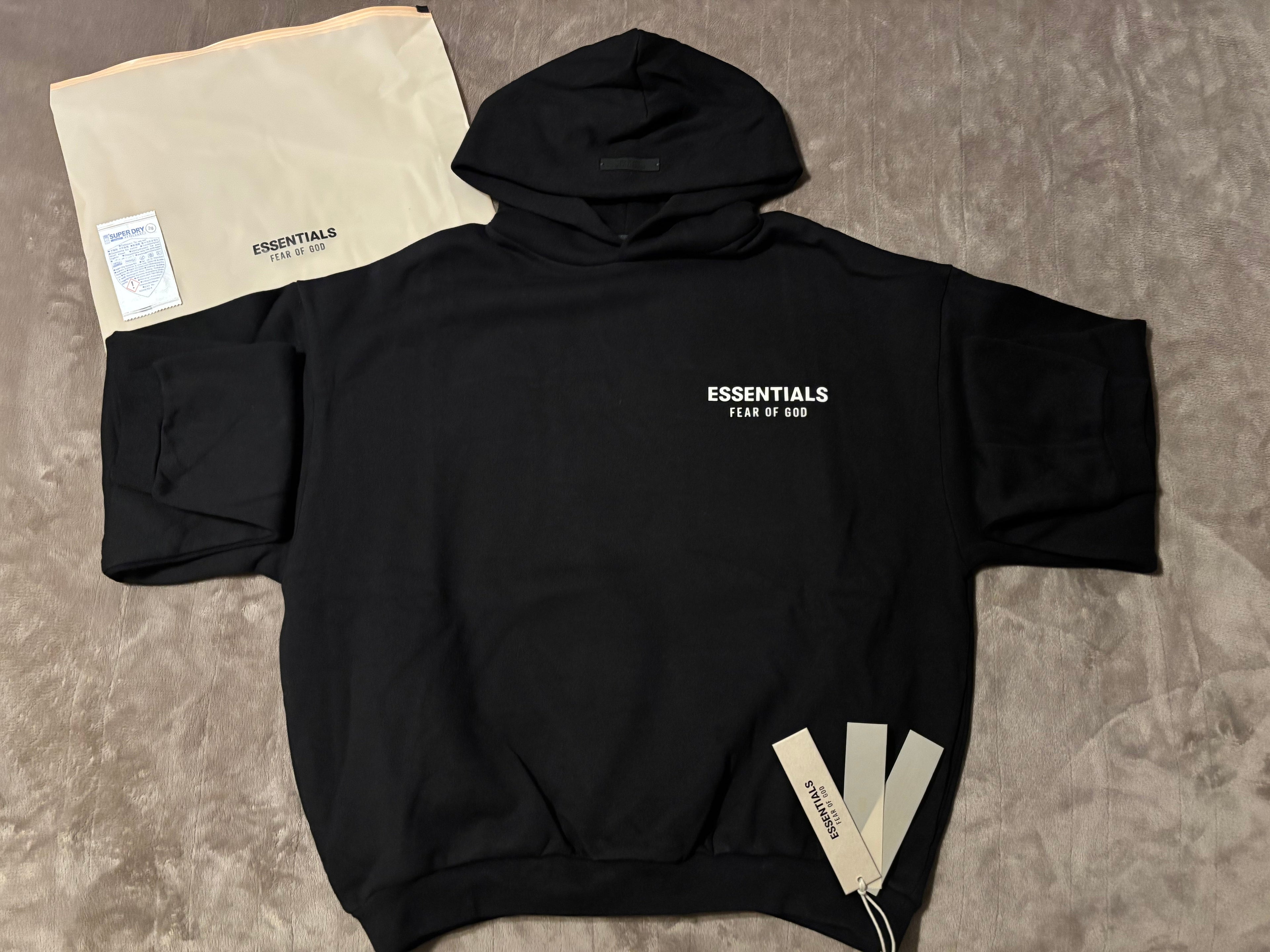 NEW Kids Fear of God Essentials Black Hoodie Size 10-14/16