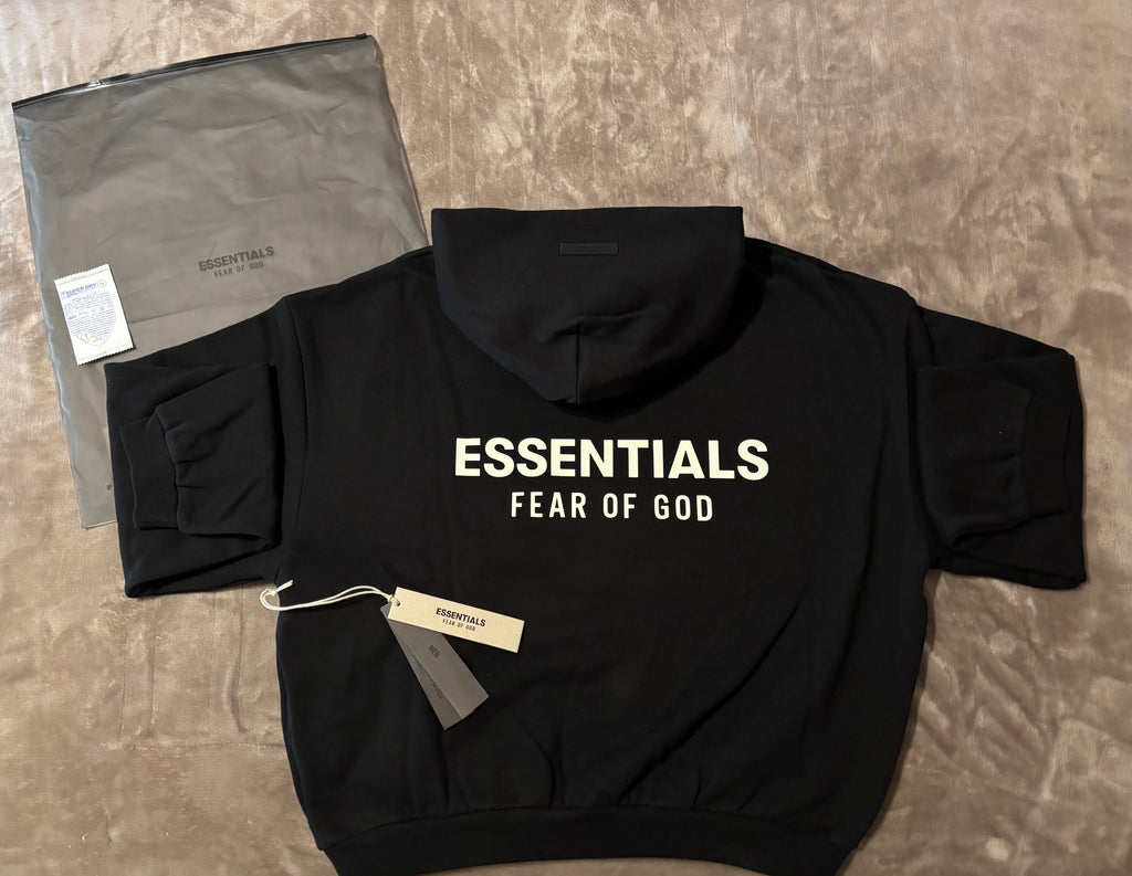 NEW Fear of God Essentials Black White Letters Hoodie Size XS-XL 100% Authentic✅ | 2024 Release