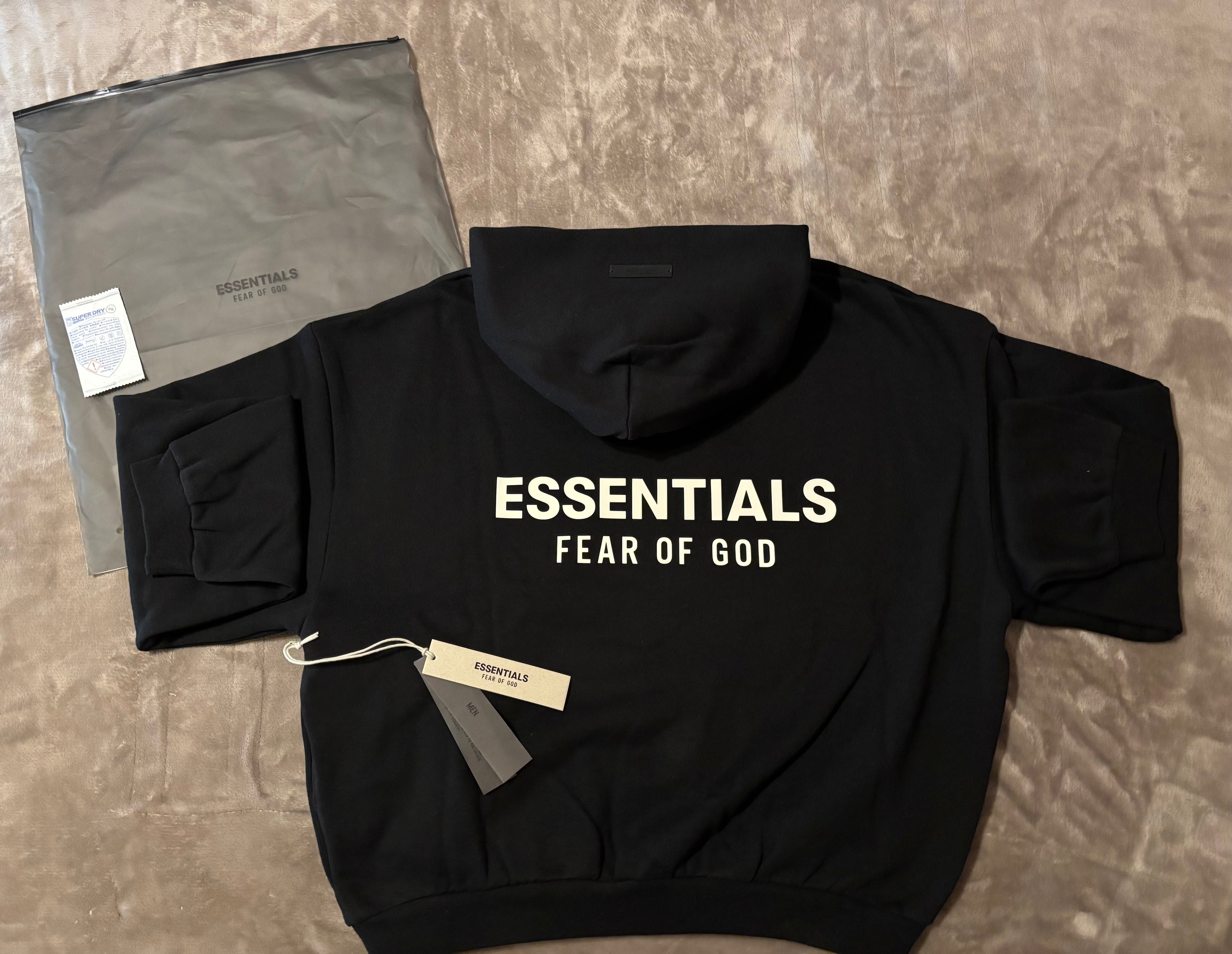 NEW Fear of God Essentials Black White Letters Hoodie Size XS-XL 100% Authentic✅ | 2024 Release