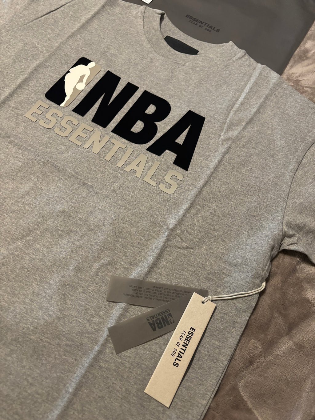 NEW NBA Fear of God Essentials Warm Heather T-Shirt Size S-M