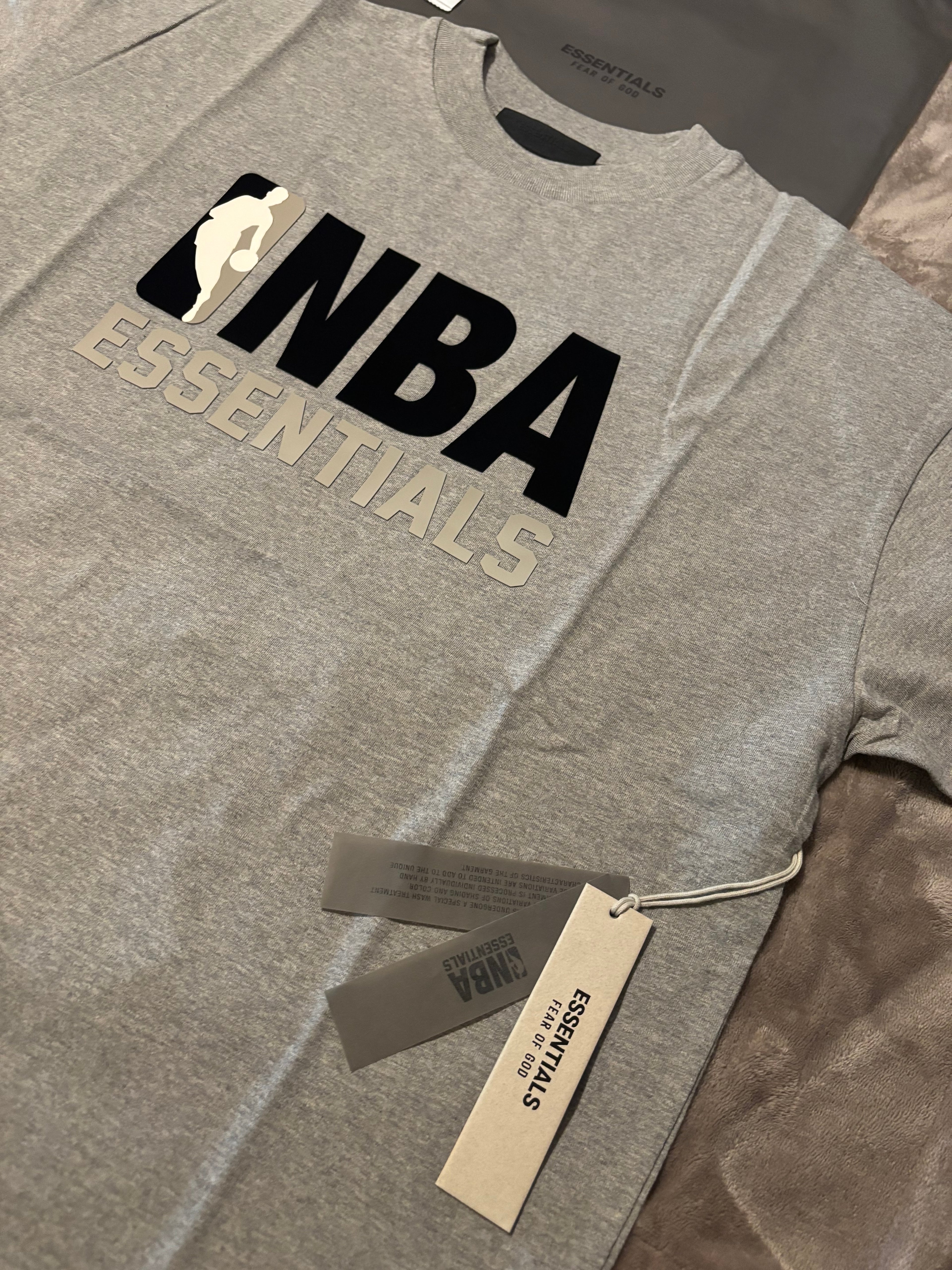 NEW NBA Fear of God Essentials Warm Heather T-Shirt Size S-M