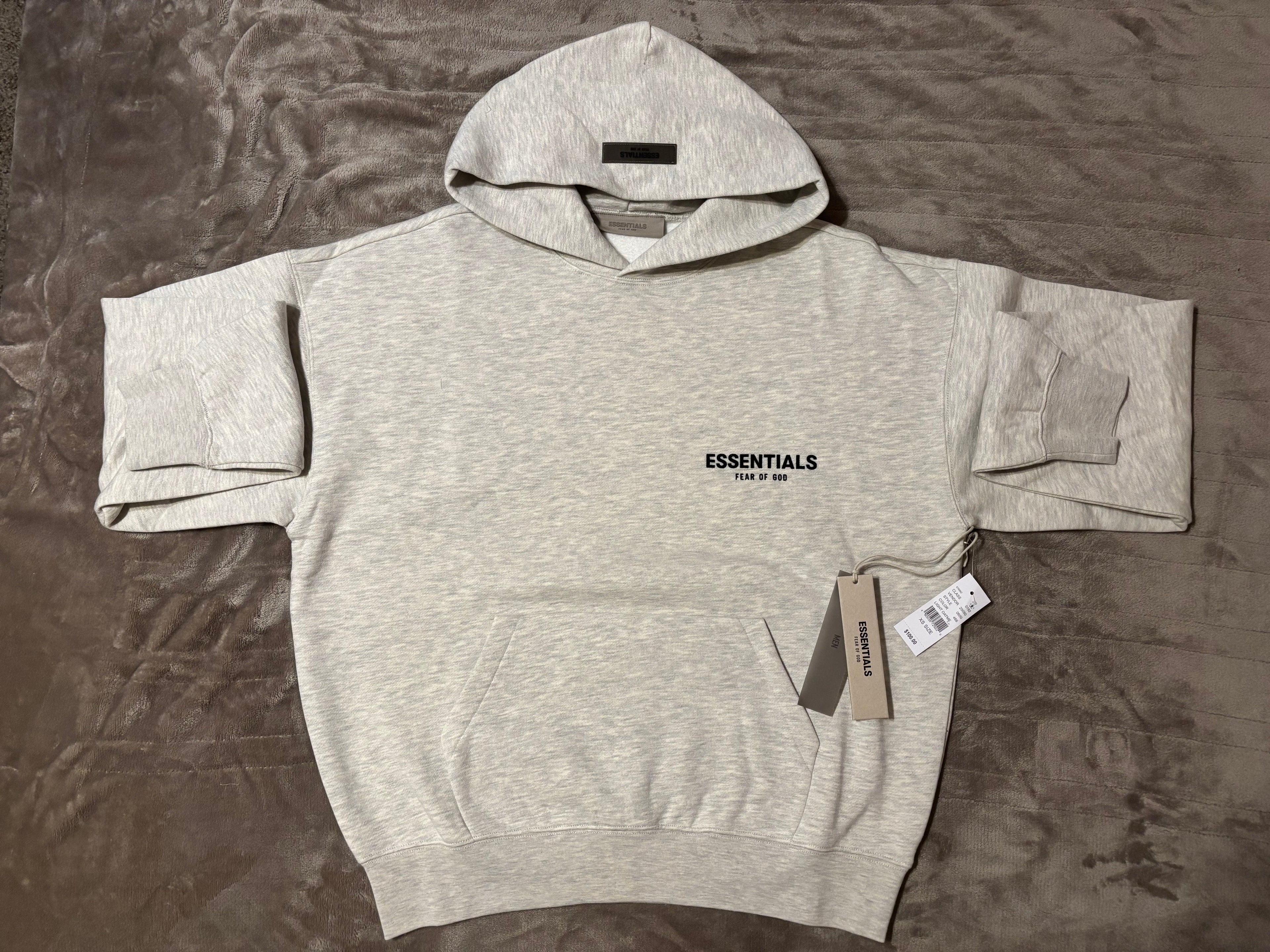 NEW Fear of God Essentials Light Oatmeal Hoodie Size XS 100% Authentic✅