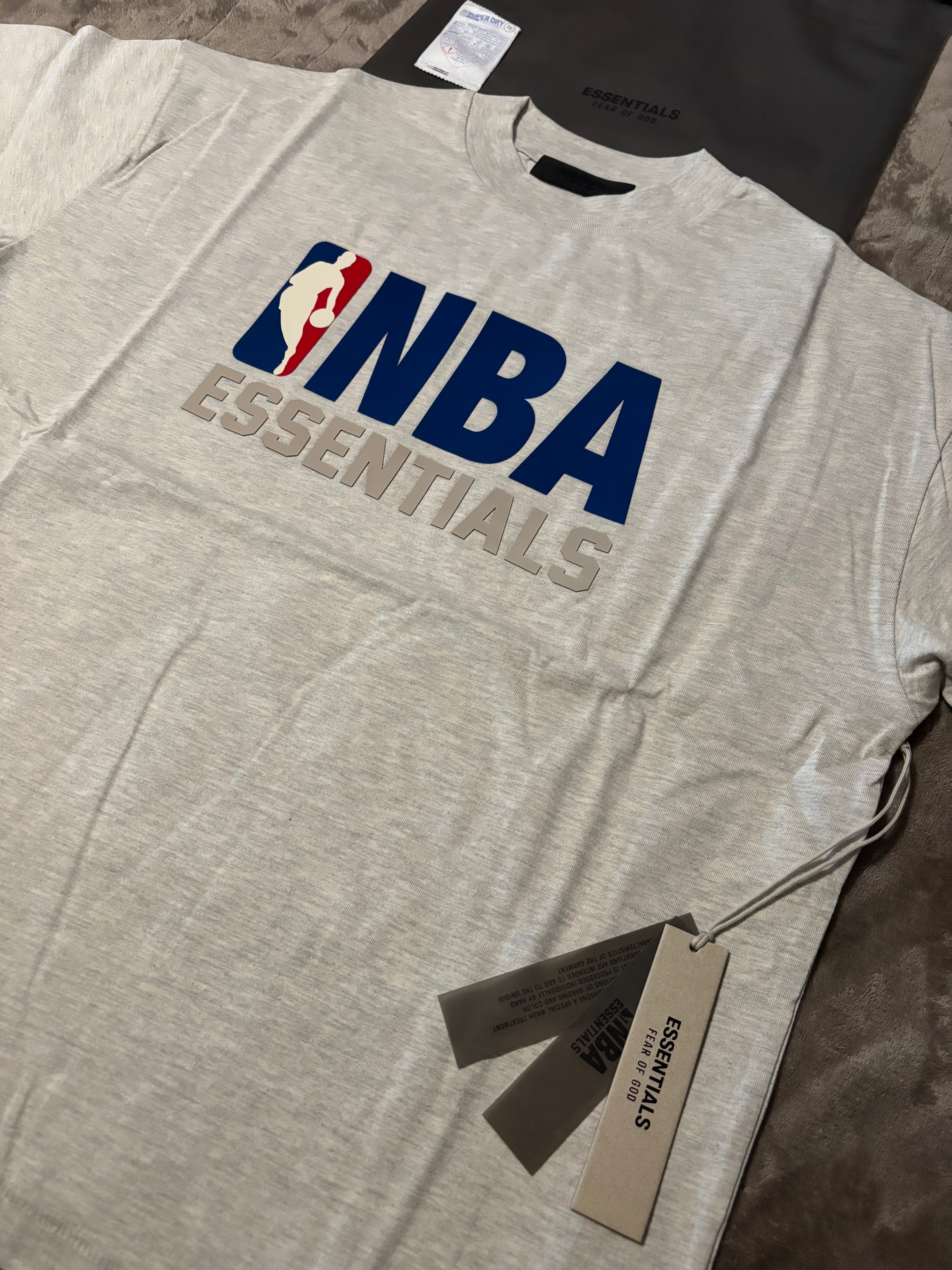 NEW NBA Fear of God Essentials Light Heather T-Shirt Size S-M