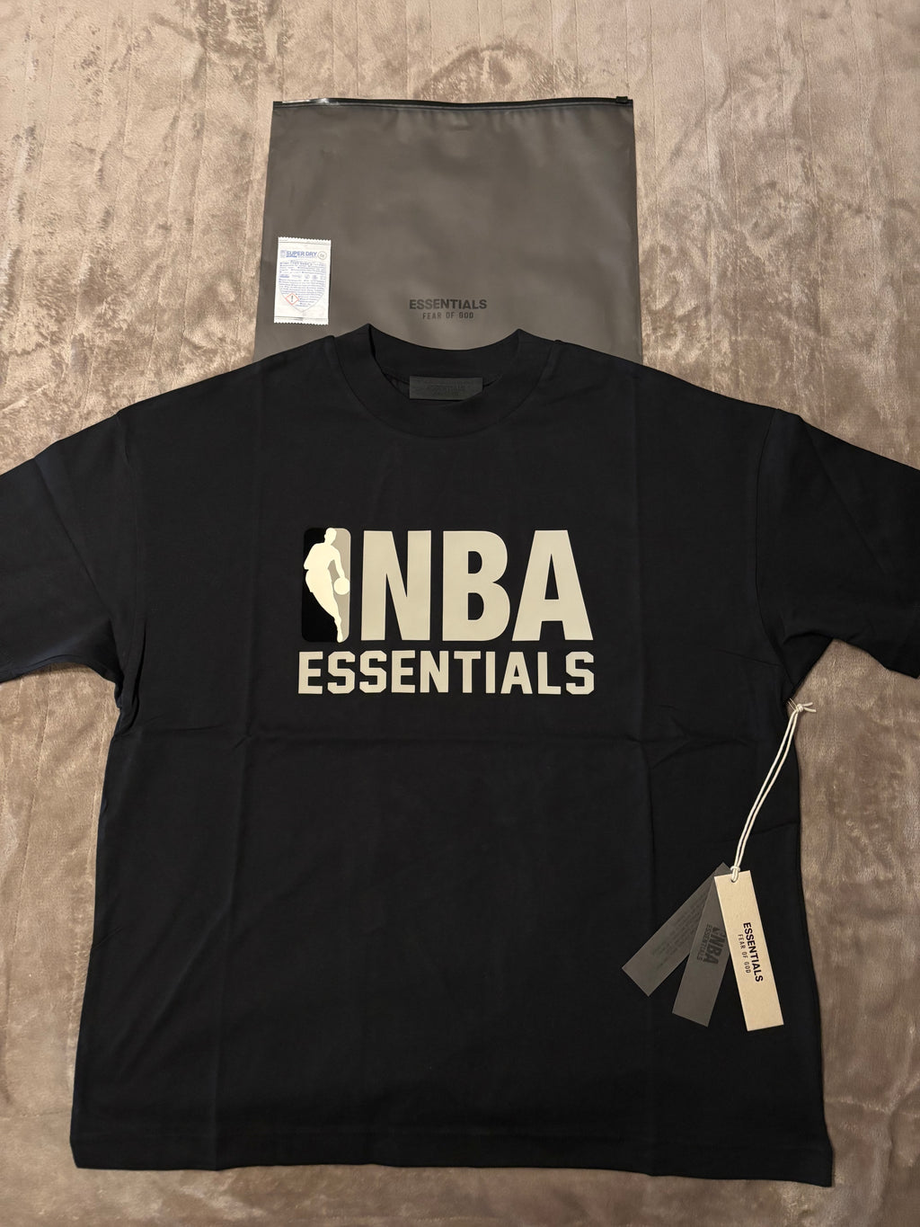 NEW NBA Fear of God Essentials Black T-Shirt Size S-M