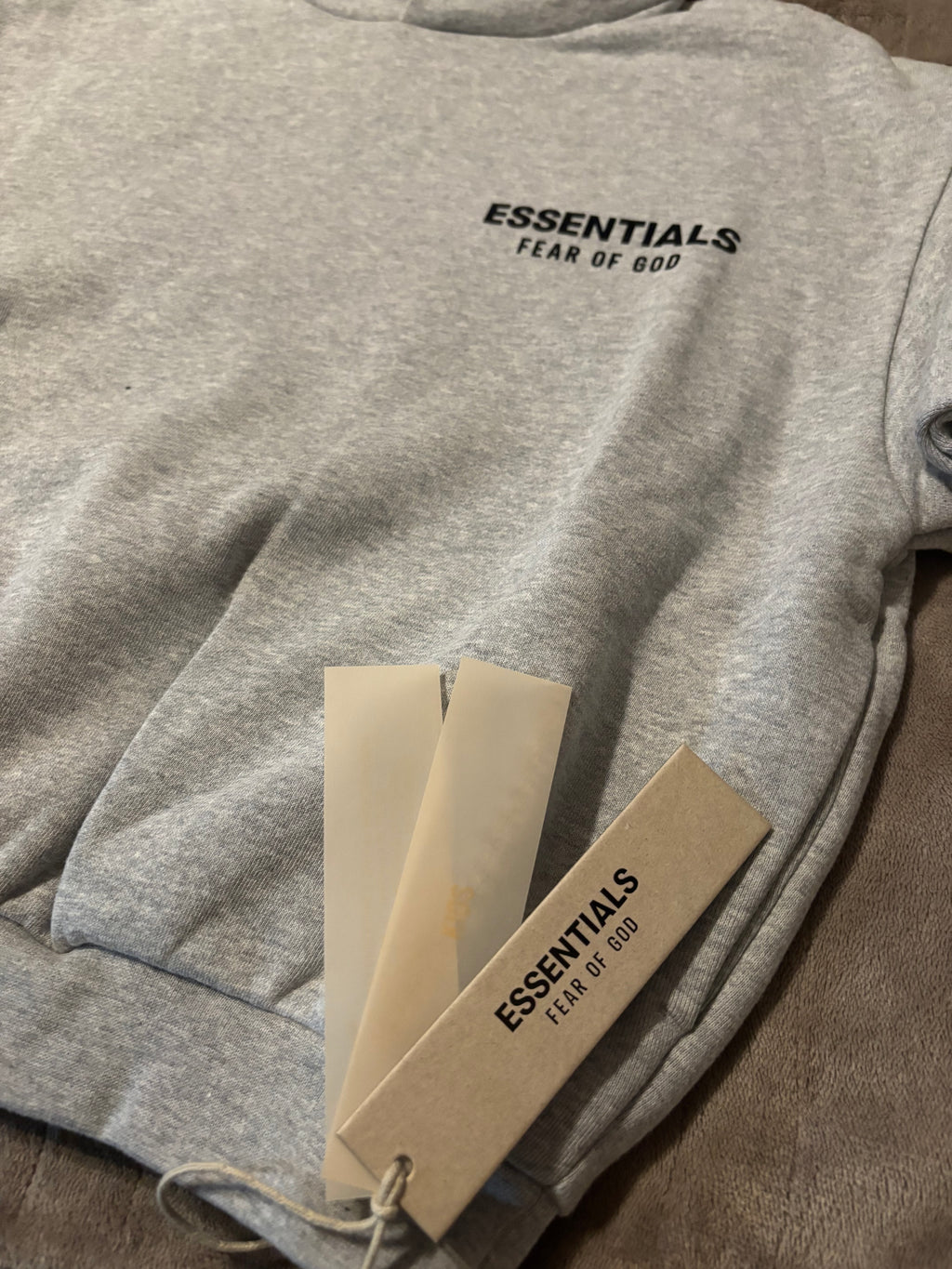 NEW Kids Fear of God Essentials Light Heather Hoodie Size 8-10