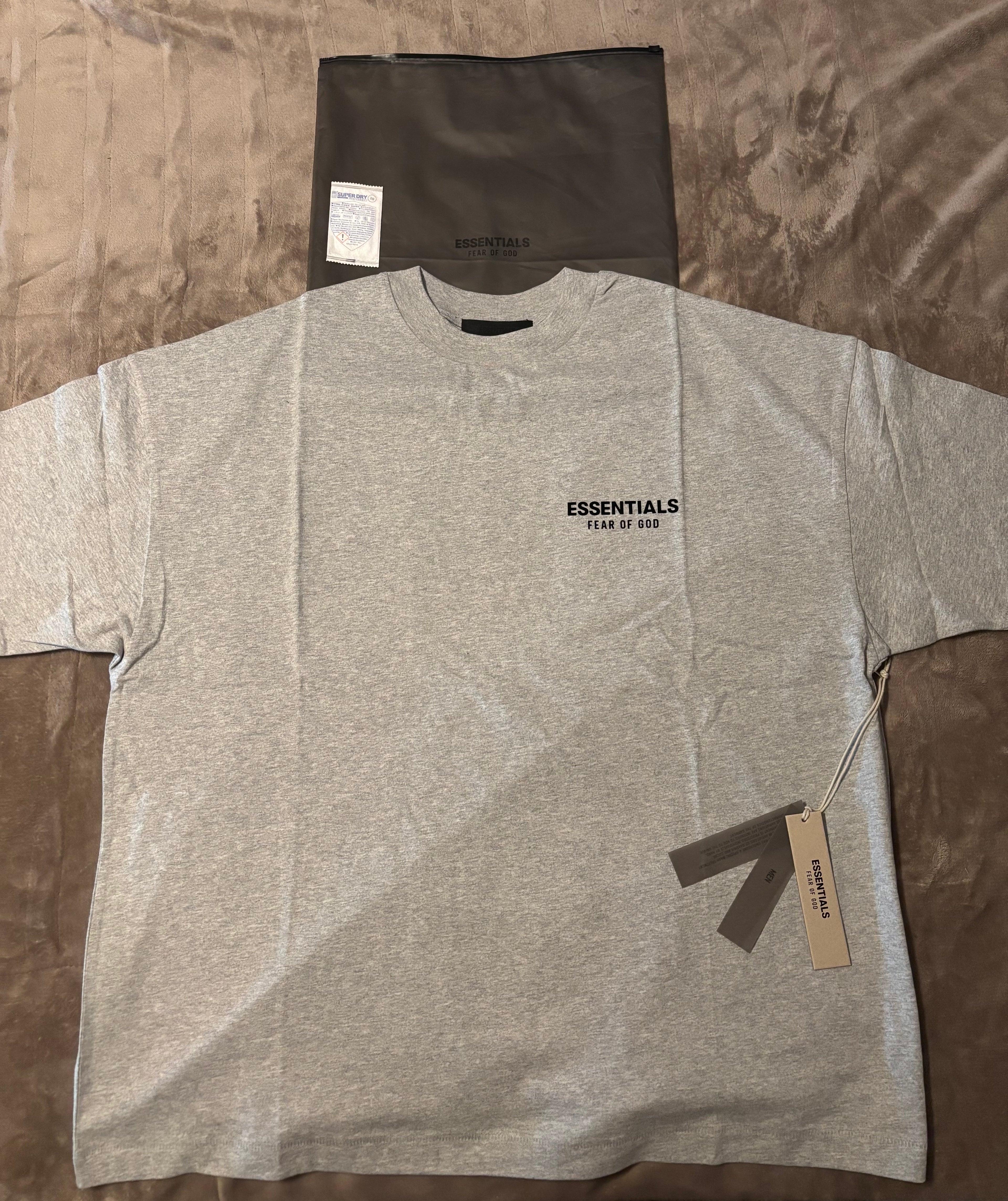 NEW Fear of God Essentials Light Heather Grey T-Shirt Size S-M