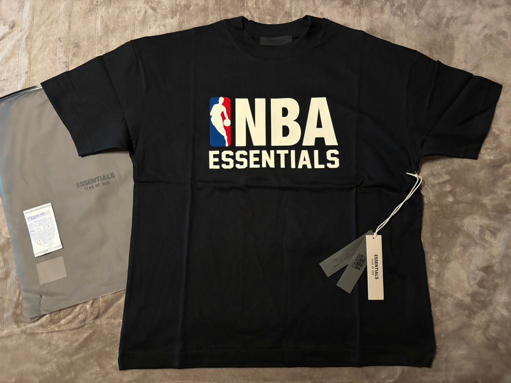 NEW NBA Fear of God Essentials Black T-Shirt Size S-M