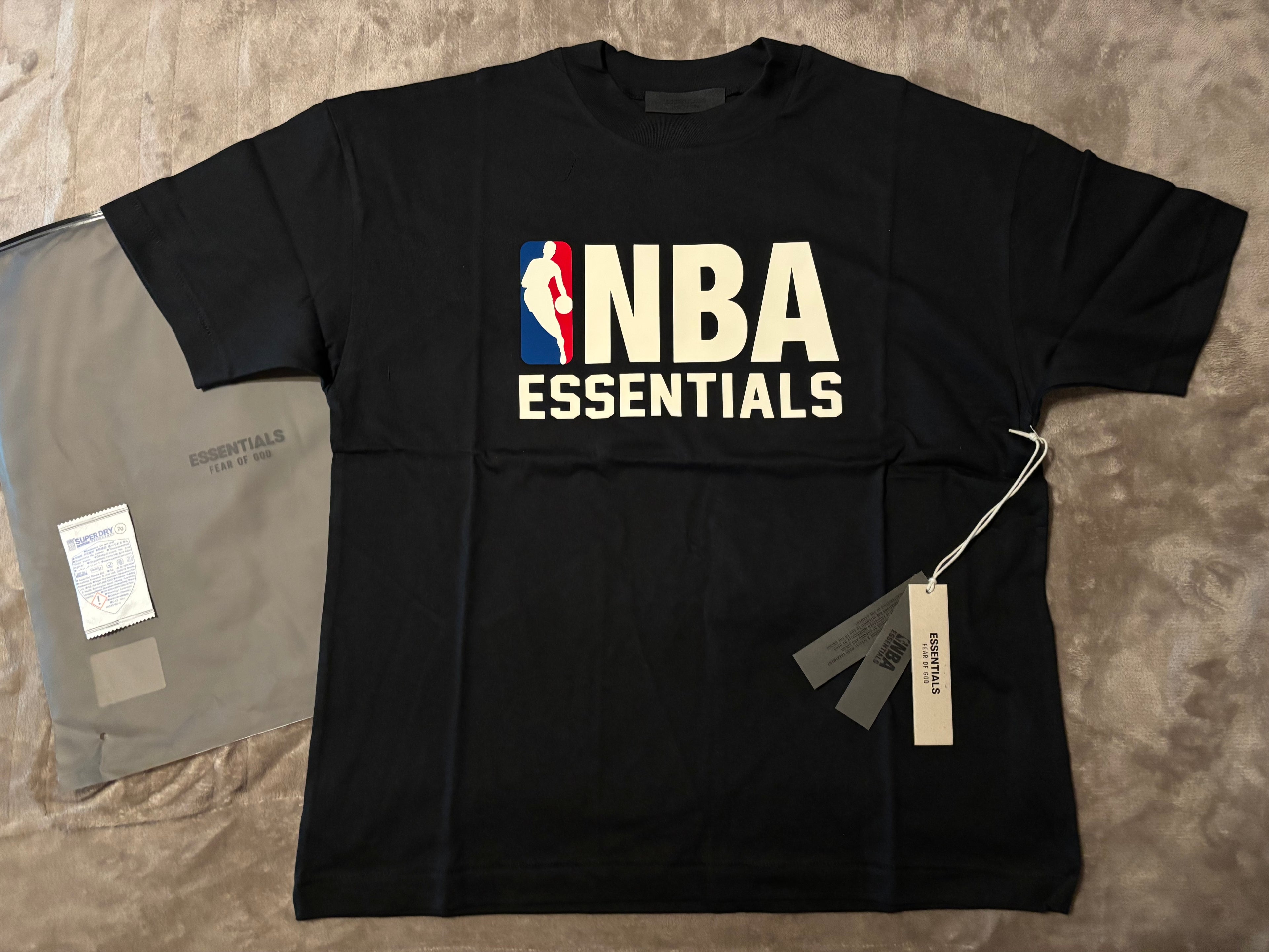 NEW NBA Fear of God Essentials Black T-Shirt Size S-M