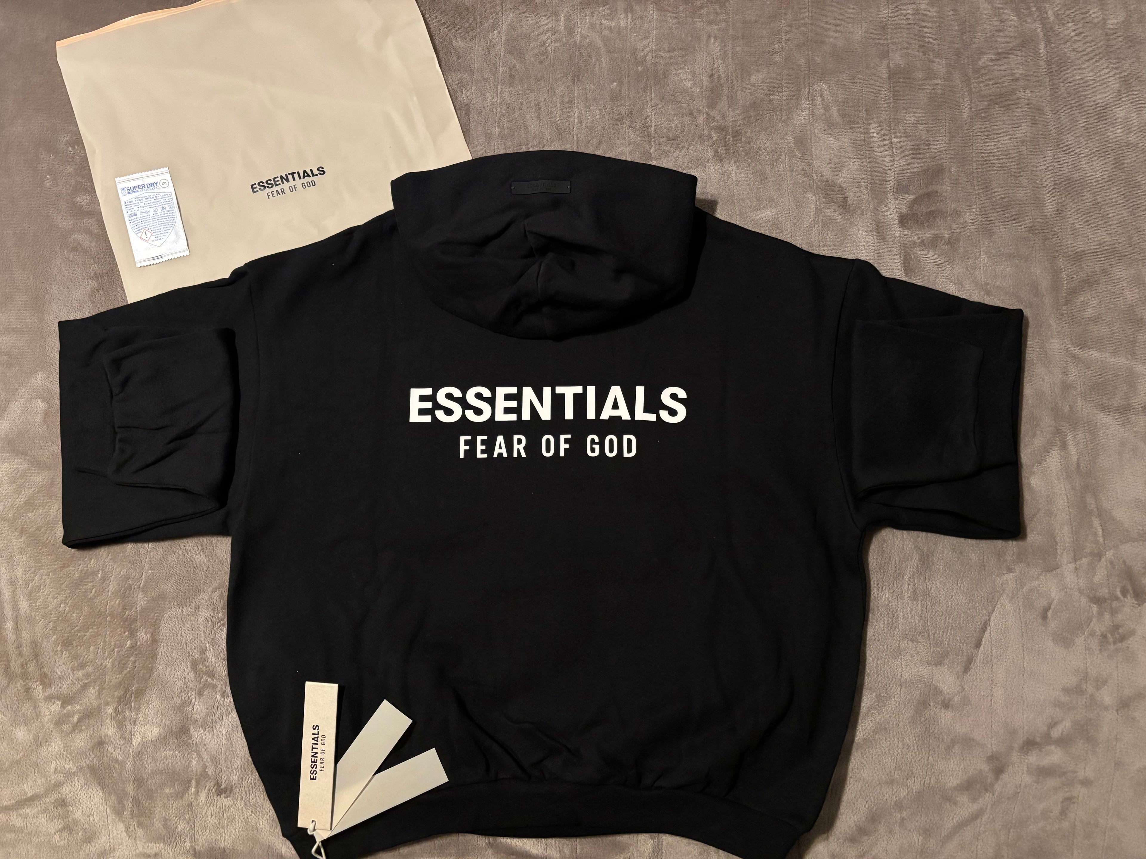 NEW Kids Fear of God Essentials Black Hoodie Size 10-14/16