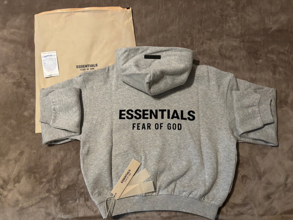 NEW Kids Fear of God Essentials Light Heather Hoodie Size 8-10