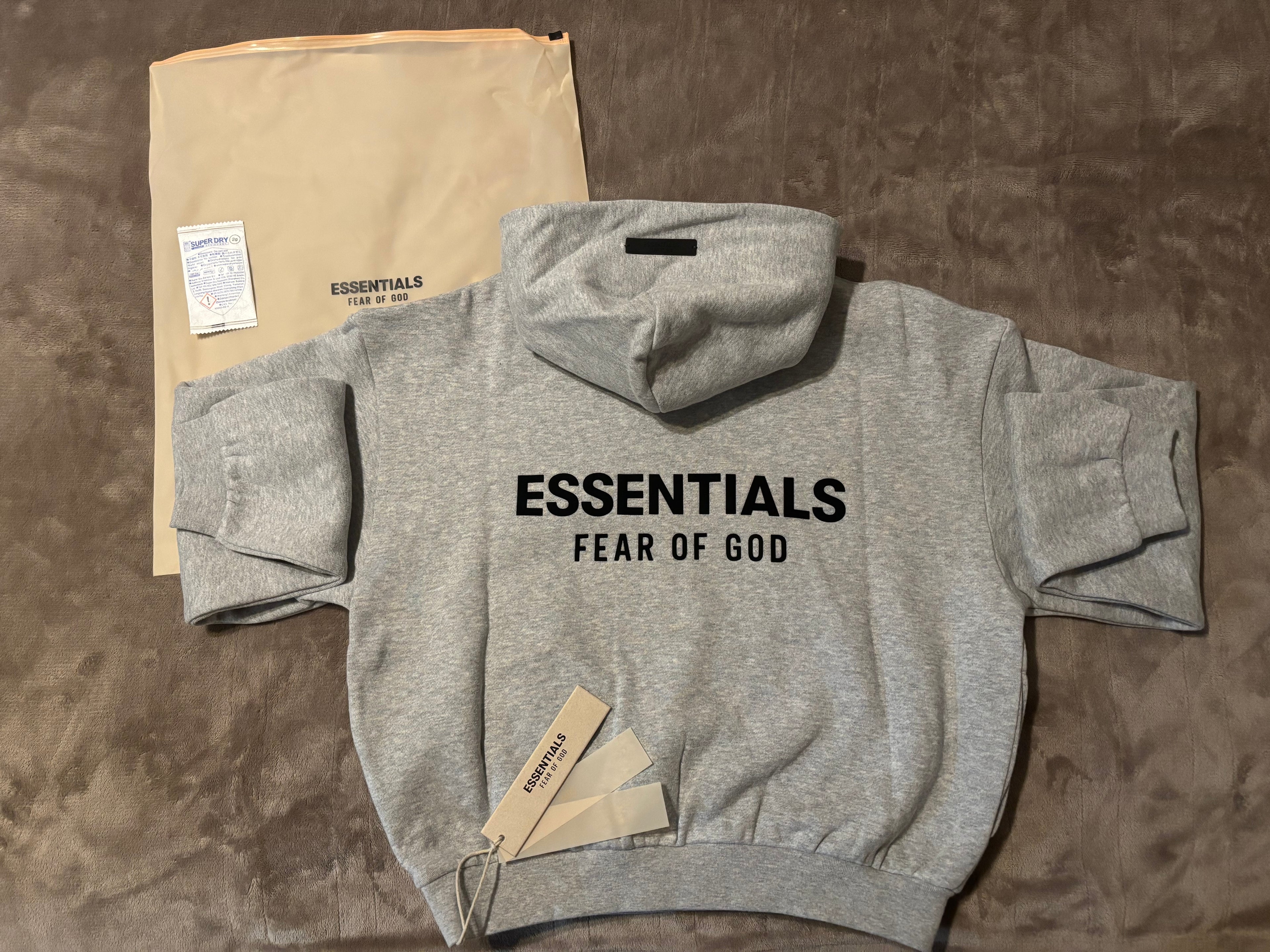 NEW Kids Fear of God Essentials Light Heather Hoodie Size 8-10