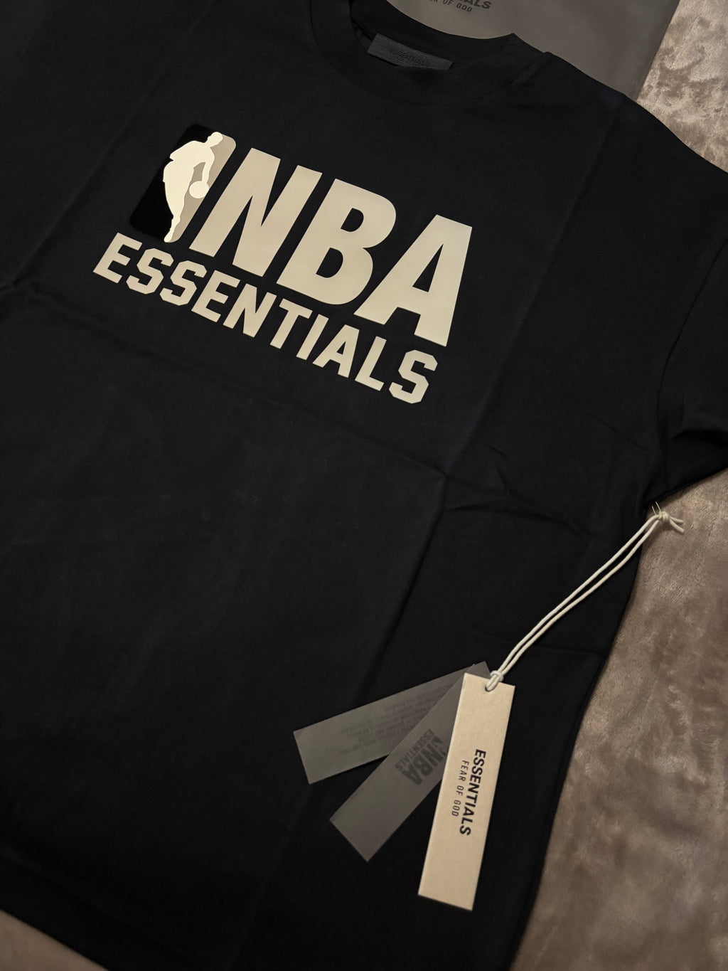 NEW NBA Fear of God Essentials Black T-Shirt Size S-M