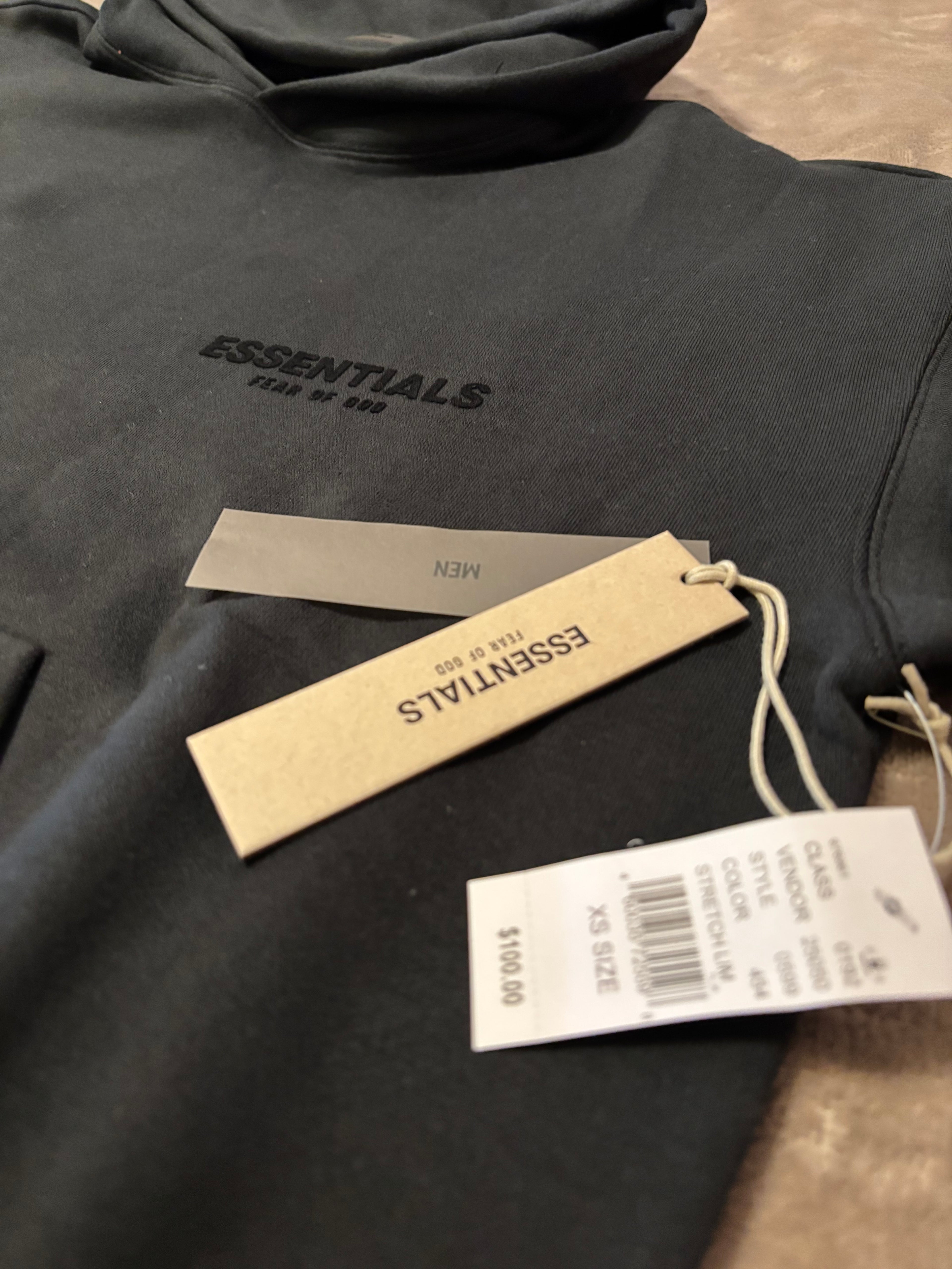 NEW Fear of God Essentials Black Hoodie Size XS 100% Authentic✅