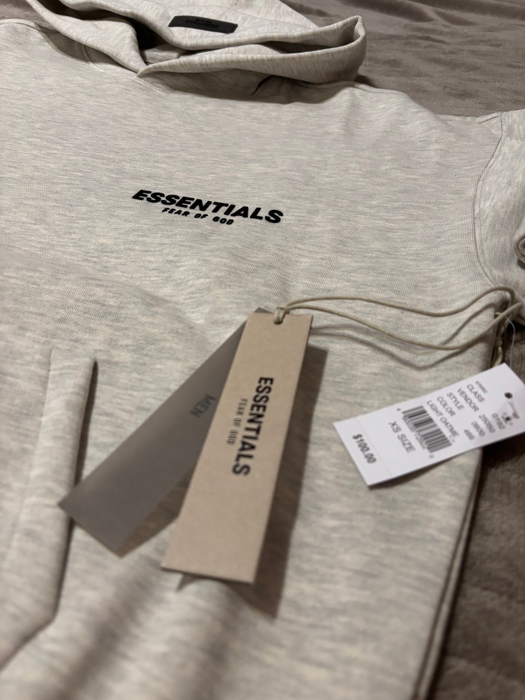 NEW Fear of God Essentials Light Oatmeal Hoodie Size XS 100% Authentic✅