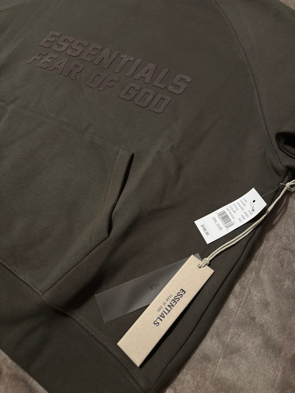 NEW Fear of God Essentials Off Black Hoodie Size XS-L