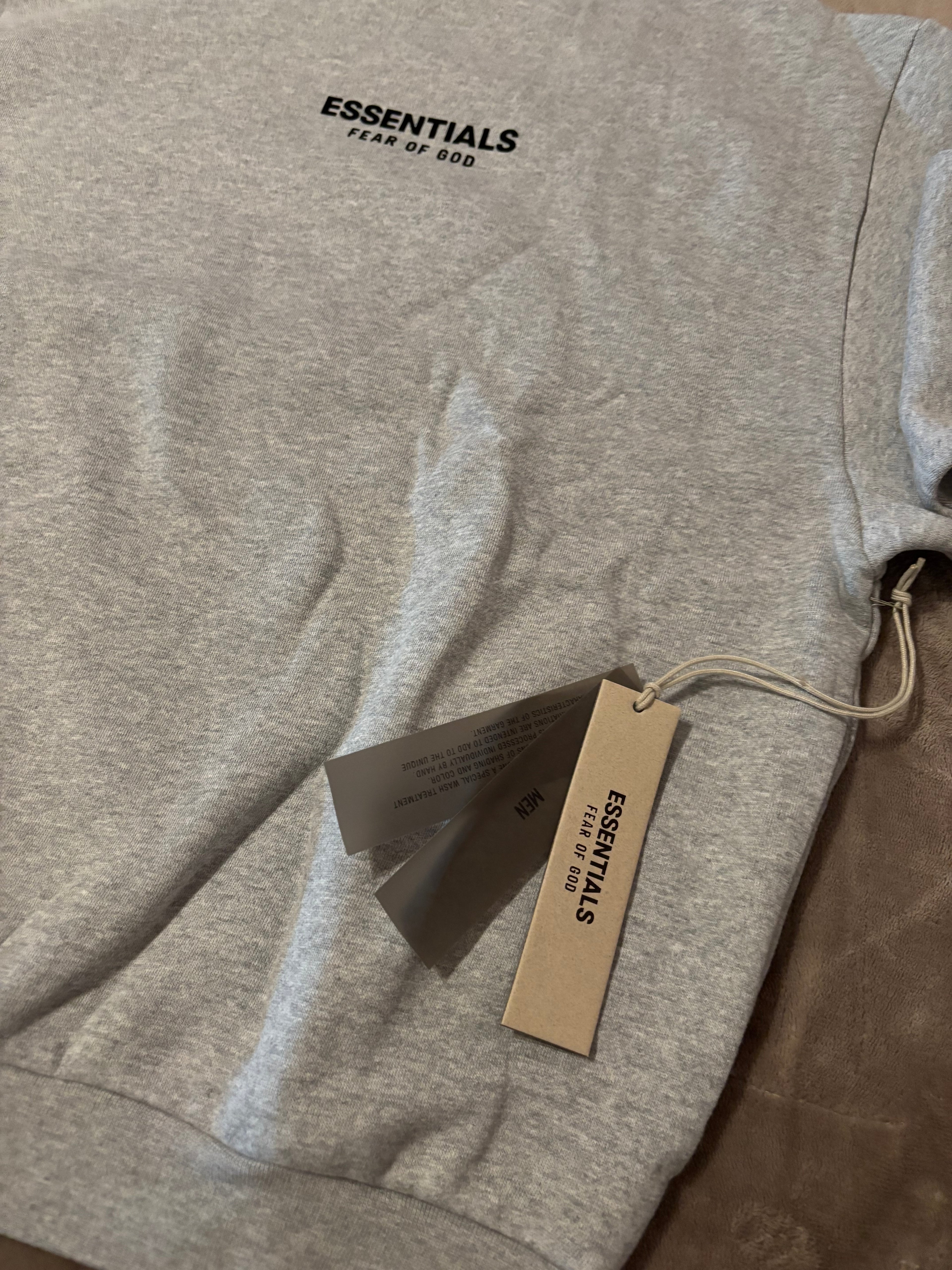 NEW Fear of God Essentials Light Heather Grey Hoodie Size Large