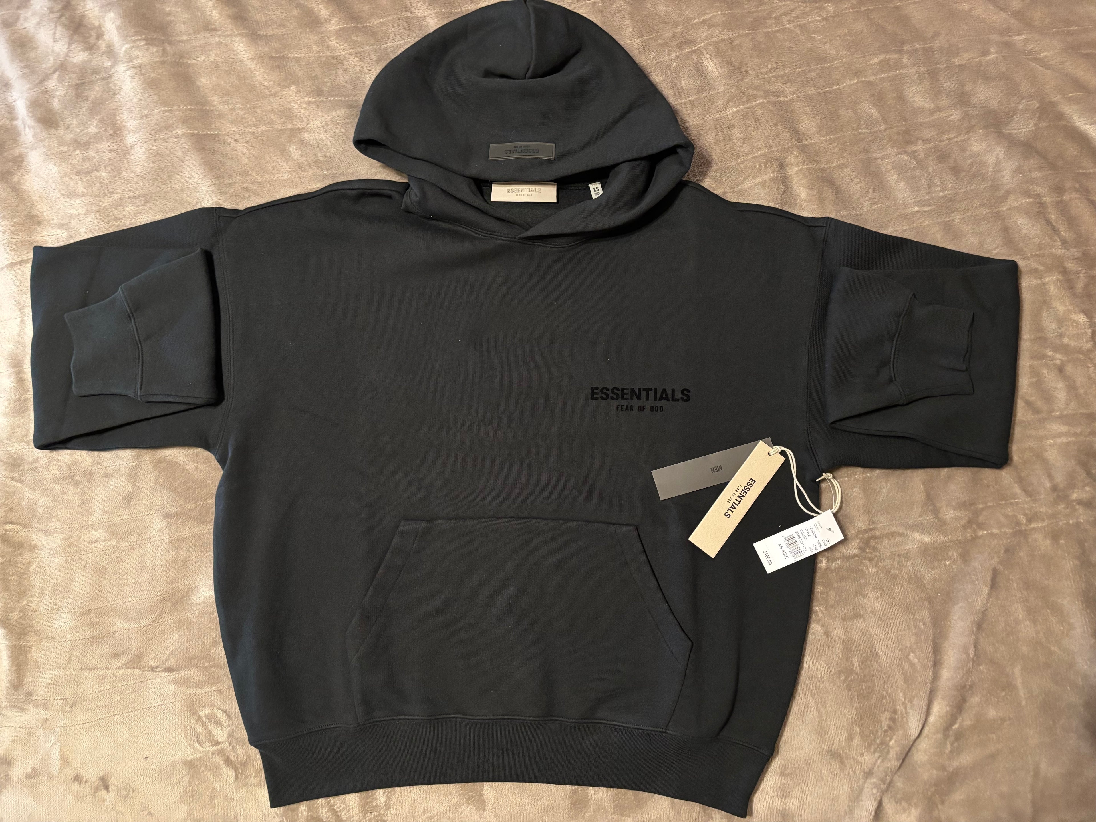 NEW Fear of God Essentials Black Hoodie Size XS 100% Authentic✅