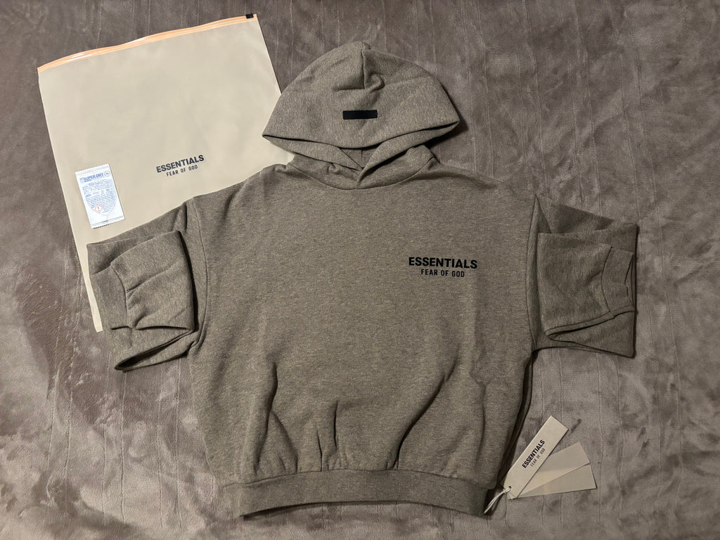 NEW Kids Fear of God Essentials Heather Grey Hoodie Size 6/7-10