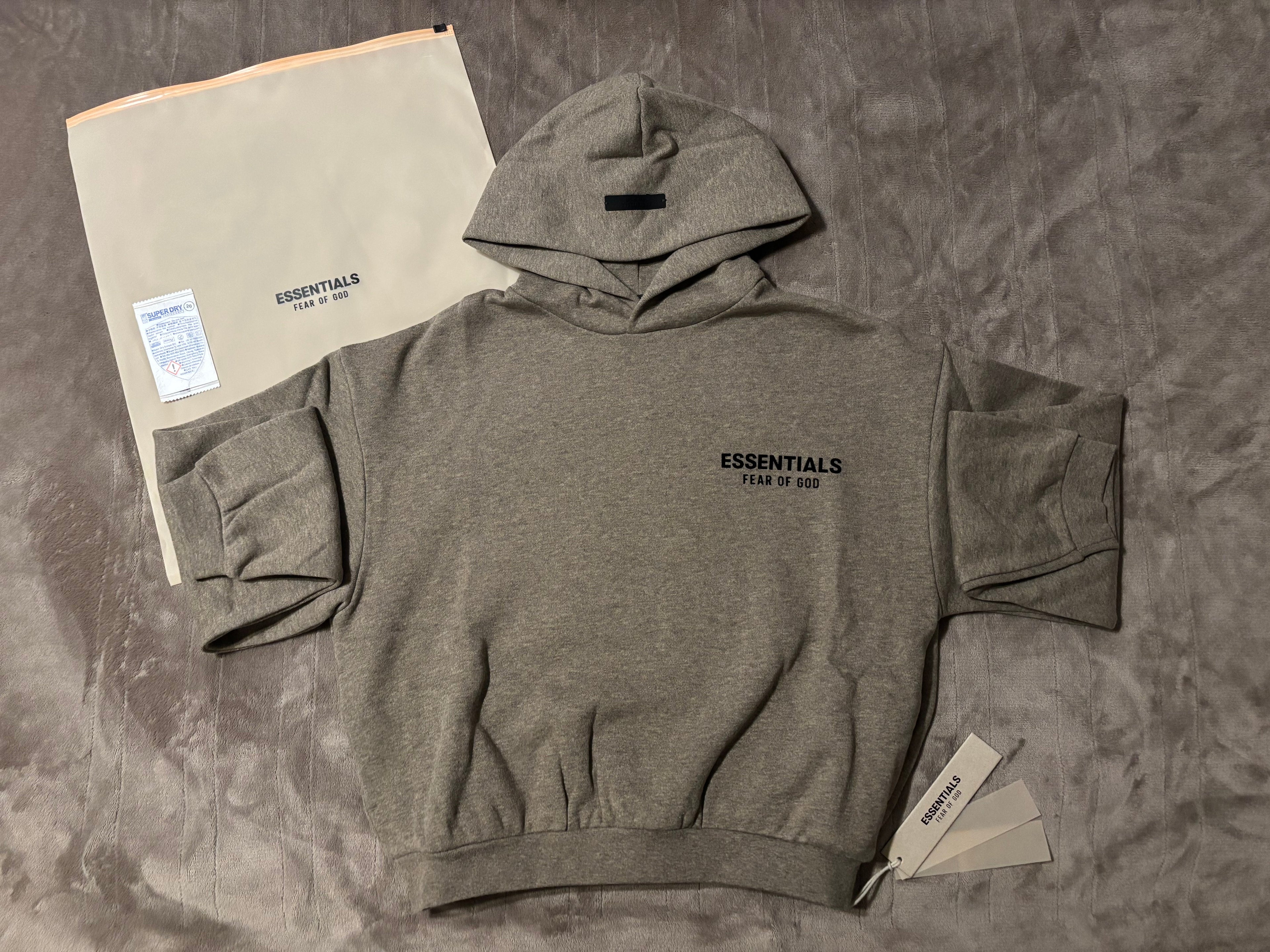 NEW Kids Fear of God Essentials Heather Grey Hoodie Size 6/7-10