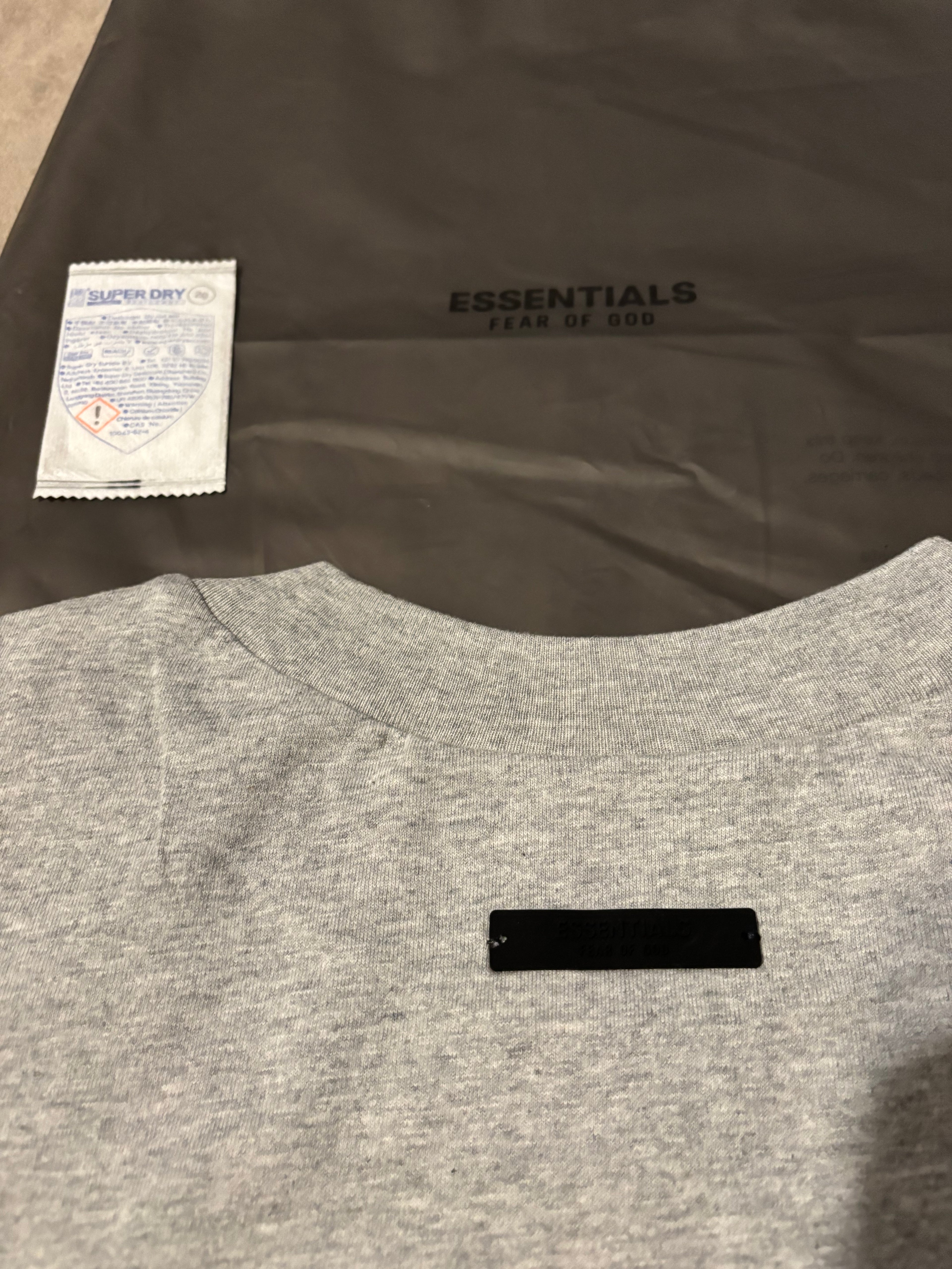 NEW Fear of God Essentials Light Heather Grey T-Shirt Size S-M