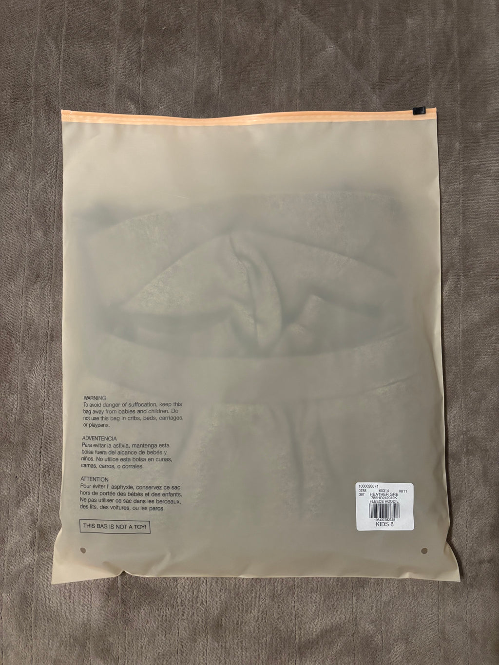NEW Kids Fear of God Essentials Heather Grey Hoodie Size 6/7-10