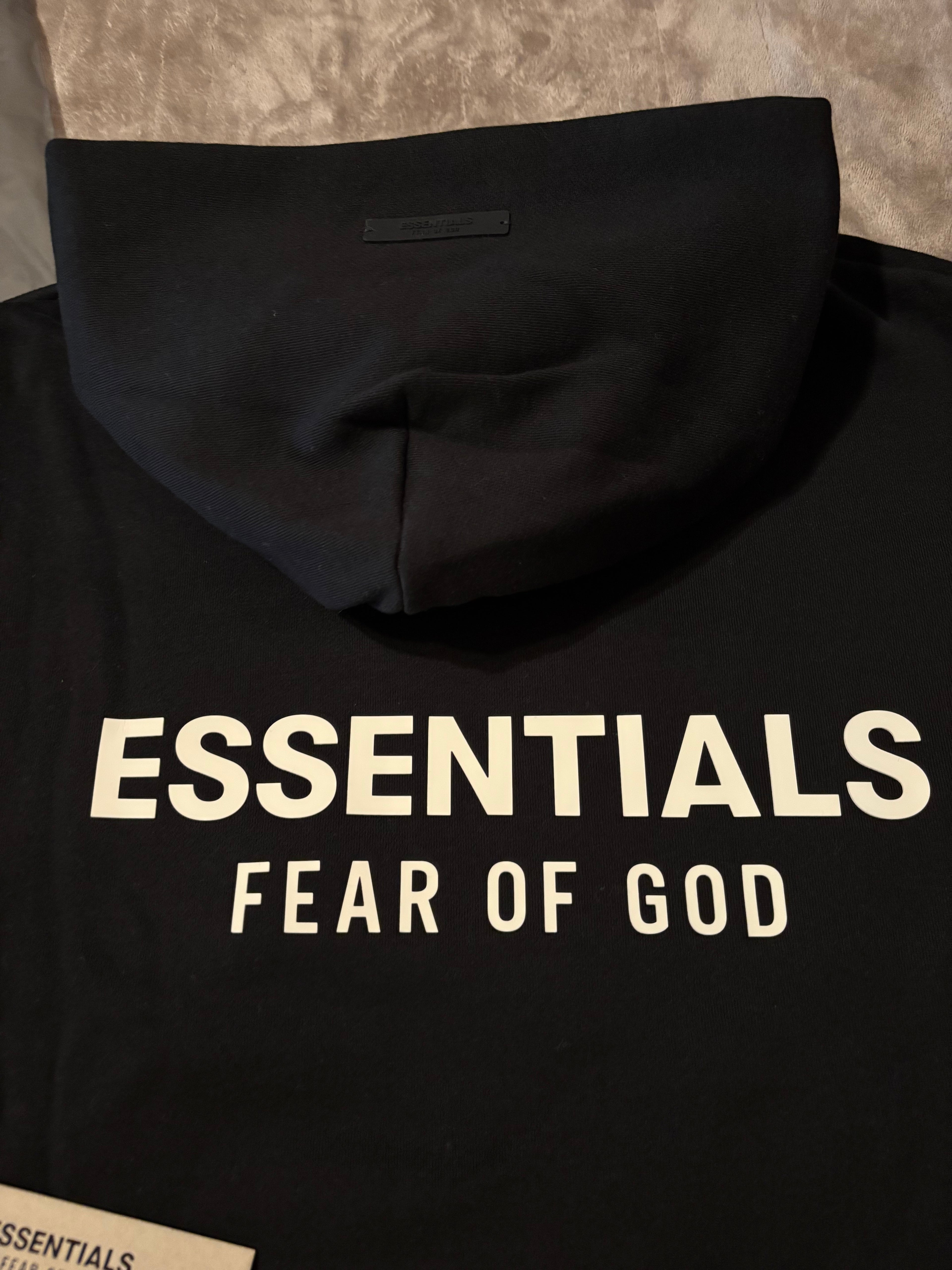 NEW Fear of God Essentials Black White Letters Hoodie Size XS-XL 100% Authentic✅ | 2024 Release